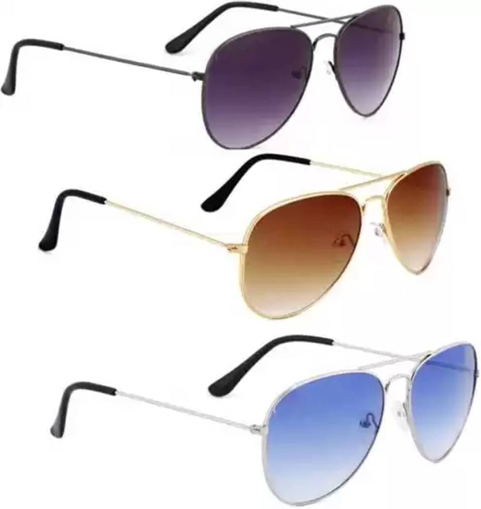     			Elligator Multicolor Rectangular Sunglasses ( Pack of 3 )