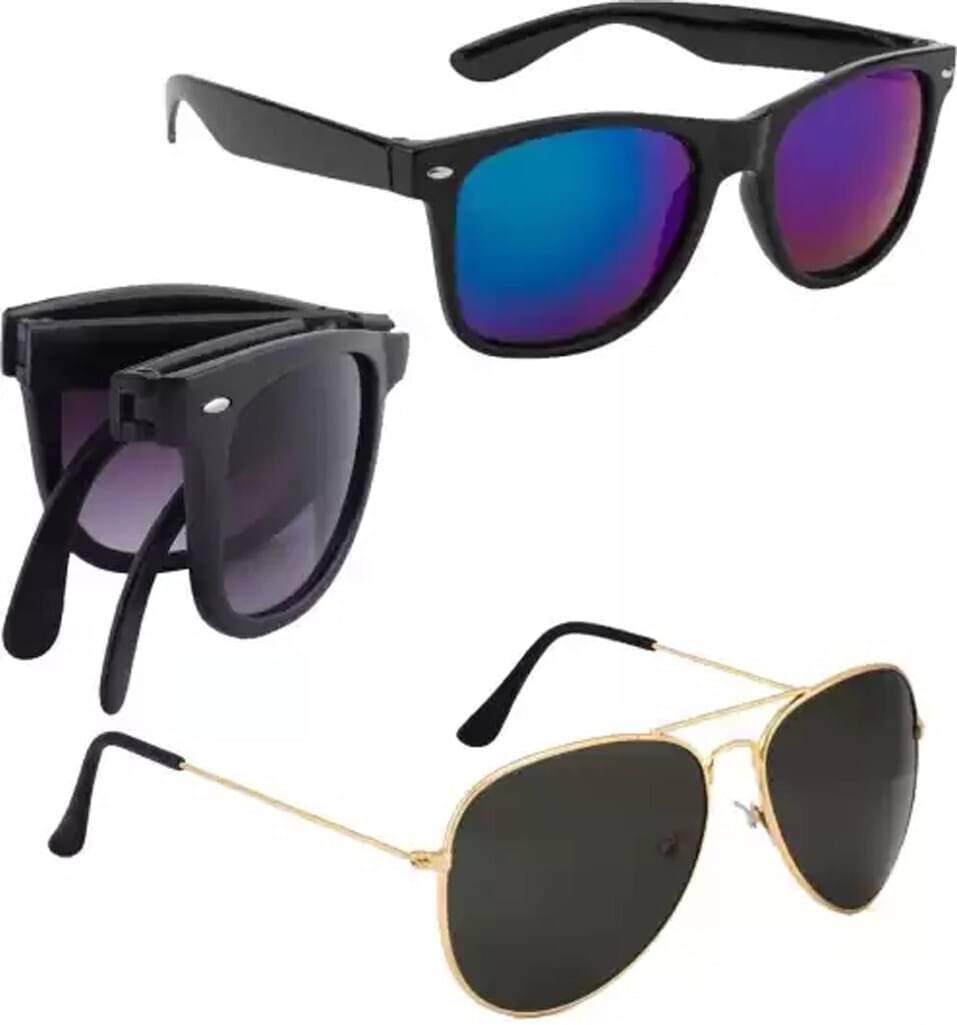     			Elligator Multicolor Rectangular Sunglasses ( Pack of 3 )