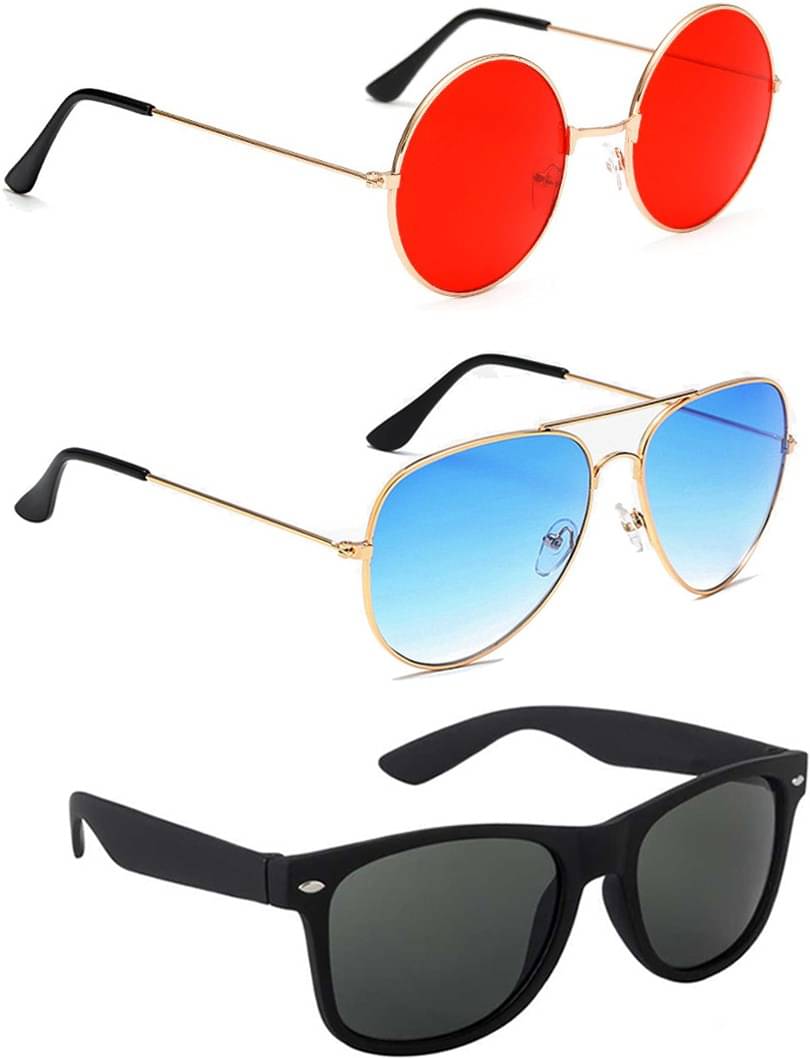 Elligator Multicolor Round Sunglasses ( Pack of 3 ) Elligator Multicolor Round Sunglasses ( Pack of 3 )
