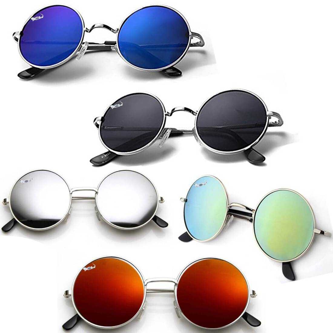     			Elligator Silver Round Sunglasses ( Pack of 5 )