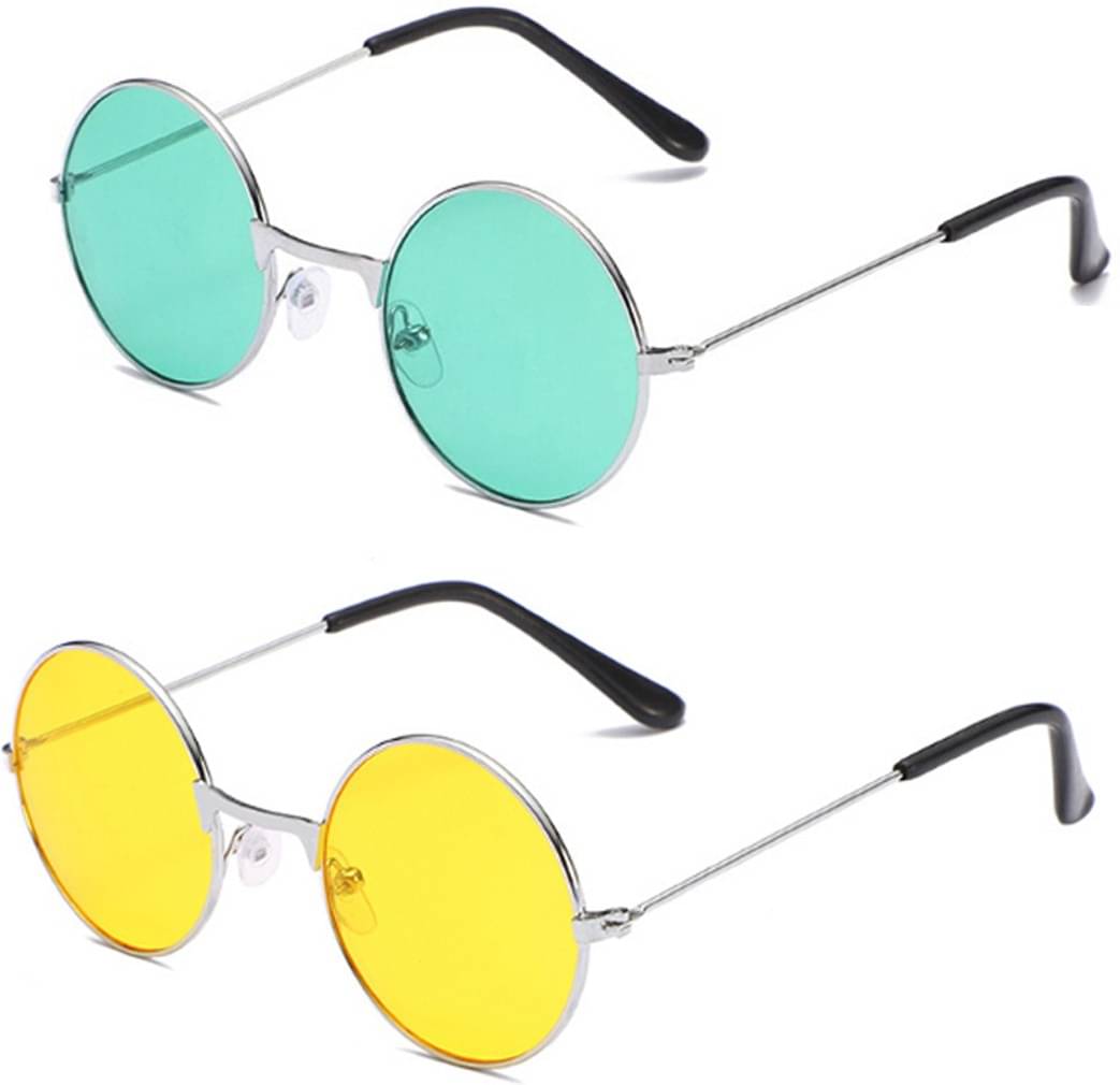 Elligator Silver Round Sunglasses ( Pack of 2 ) Elligator Silver Round Sunglasses ( Pack of 2 )