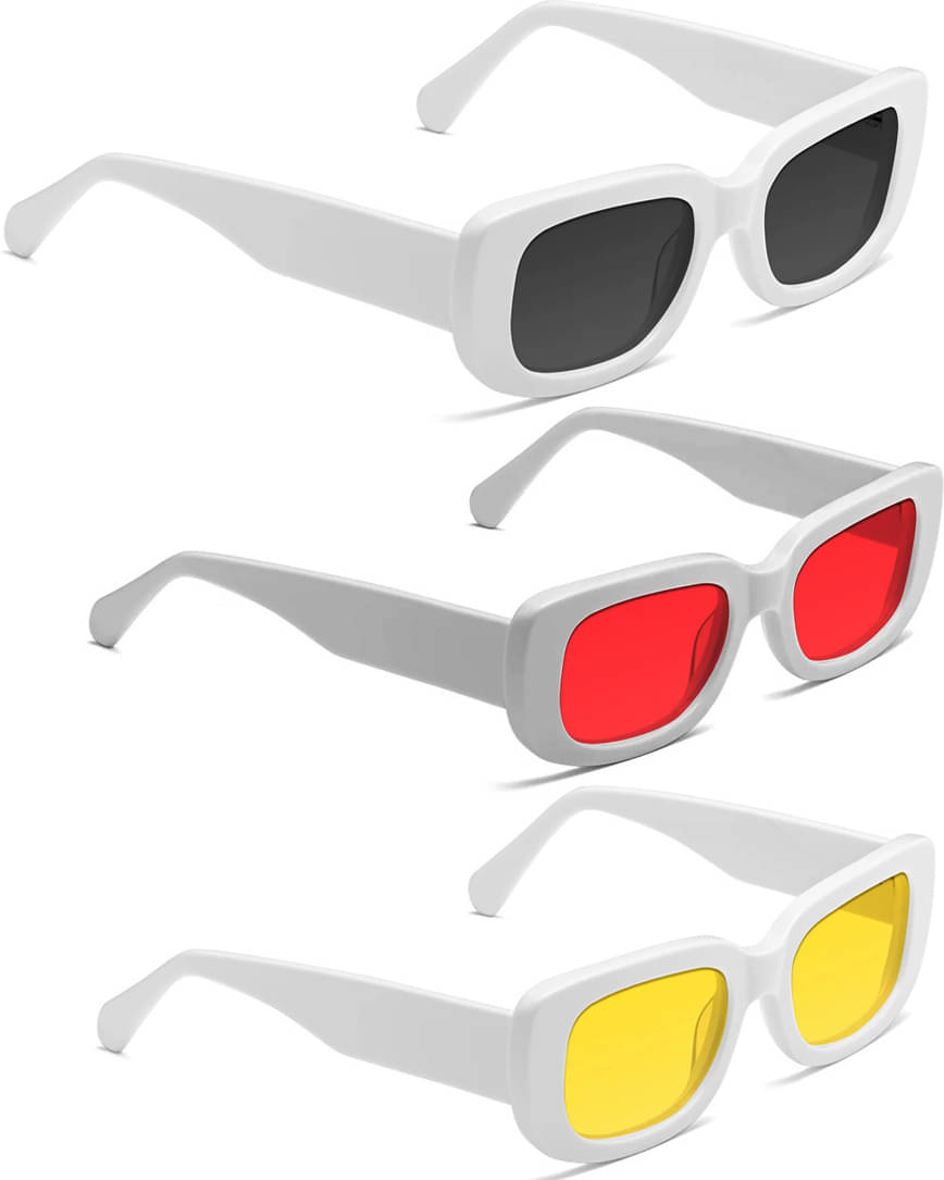 Elligator White Rectangular Sunglasses ( Pack of 3 ) Elligator White Rectangular Sunglasses ( Pack of 3 )