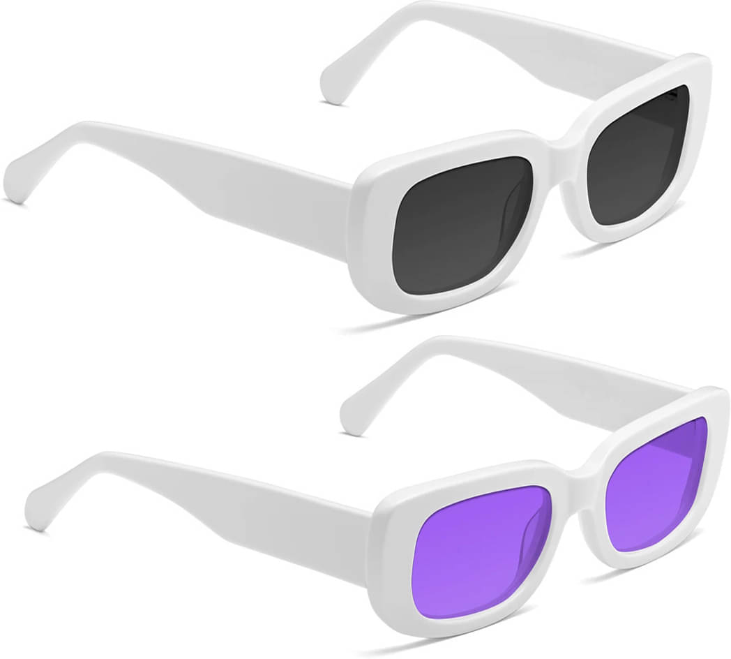     			Elligator White Rectangular Sunglasses ( Pack of 2 )