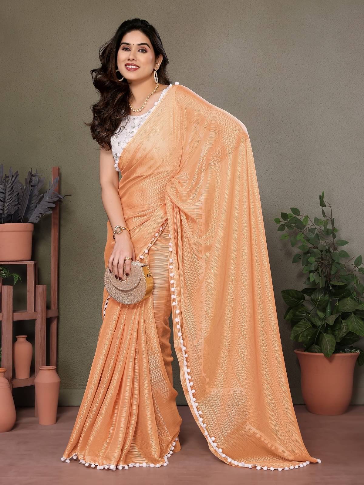 Gazal Fashions Polyester Embellished Saree With Unstitched Blouse Piece ( Orange )     			Gazal Fashions Polyester Embellished Saree With Unstitched Blouse Piece ( Orange )