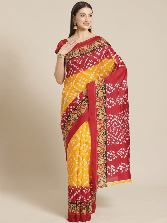Grubstaker Art Silk Printed Saree With Unstitched Blouse Piece ( Yellow ) Grubstaker Art Silk Printed Saree With Unstitched Blouse Piece ( Yellow )