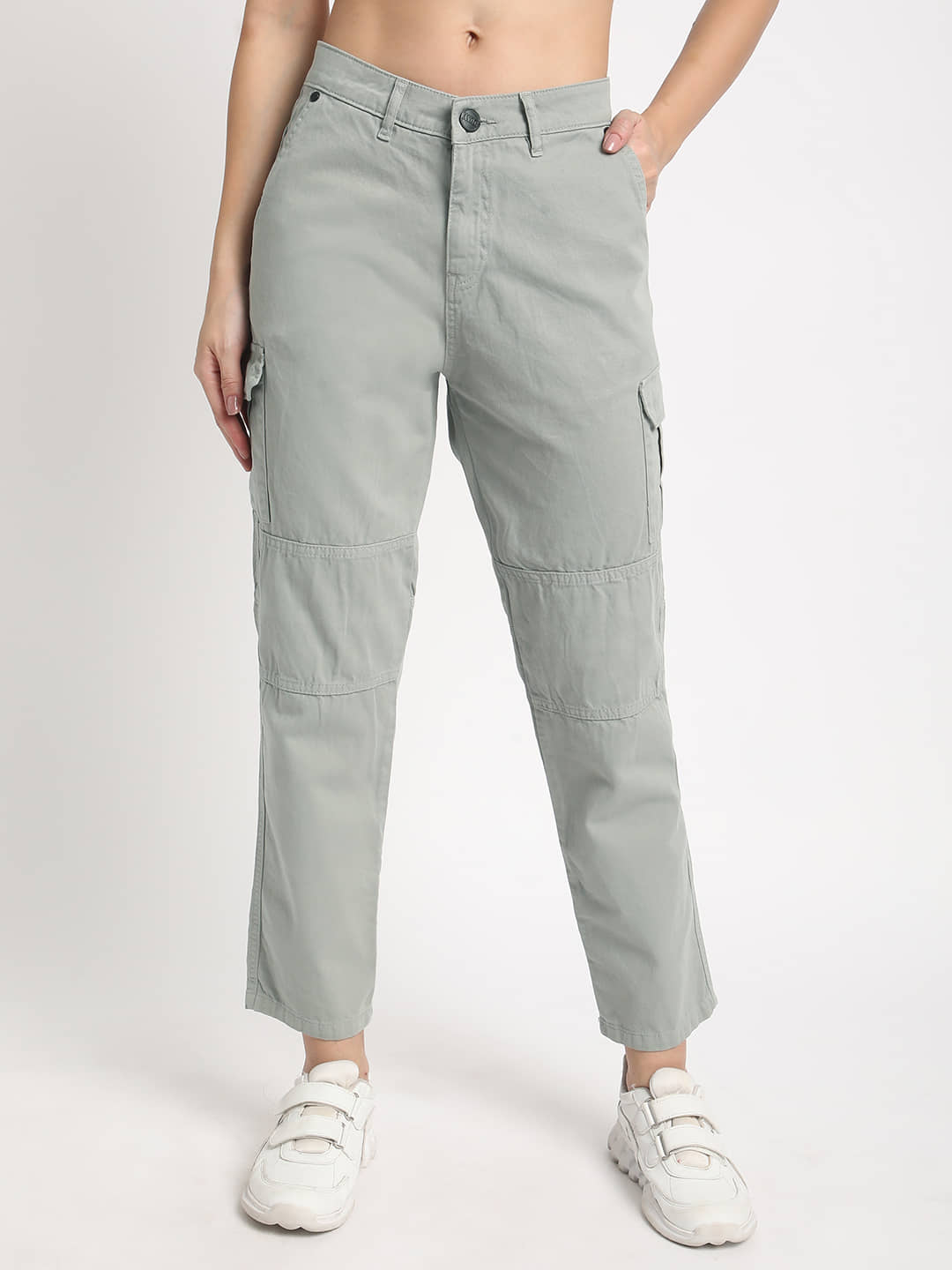 IVOC Pack of 1 Cotton Slim Women's Cargo Pants ( Grey ) - Trousers | Buy online on ZillyBuy