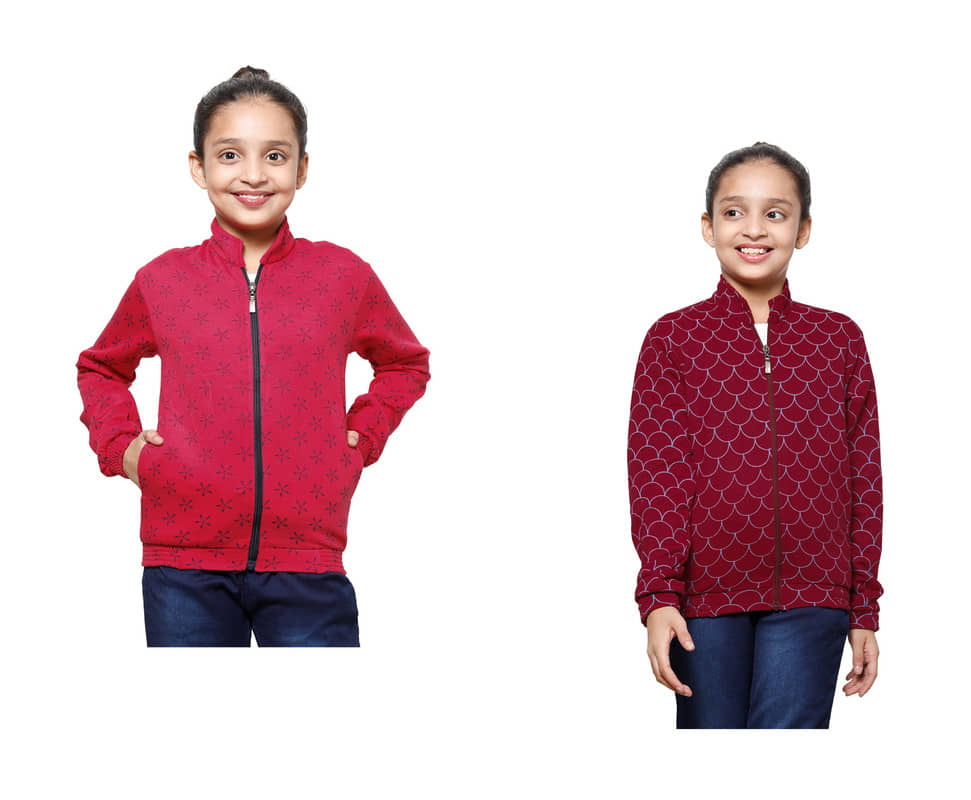 IndiWeaves Pack of 2 Girls Fleece Sweatshirt ( Multicolor )