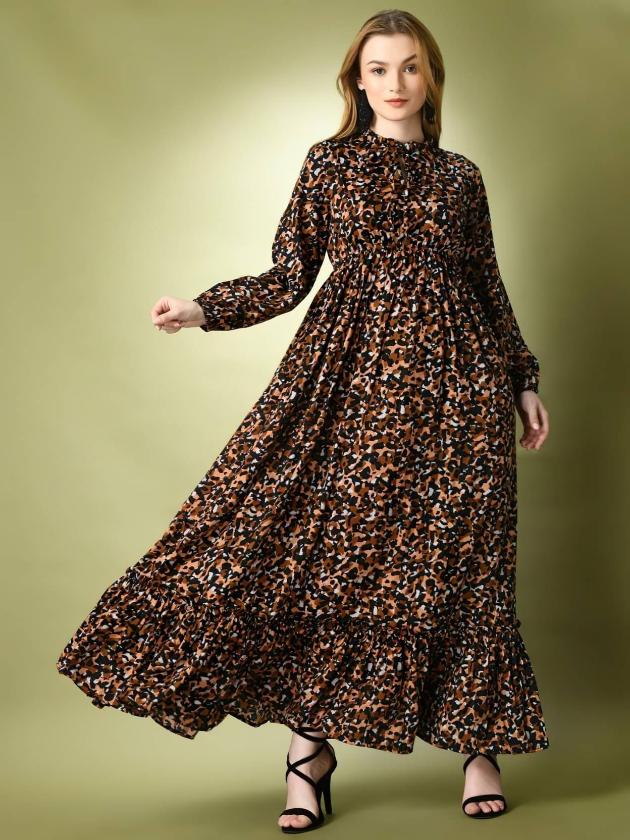 JASH CREATION Women Polyester Printed Fit & Flare Dress ( Black ) JASH CREATION Women Polyester Printed Fit & Flare Dress ( Black )