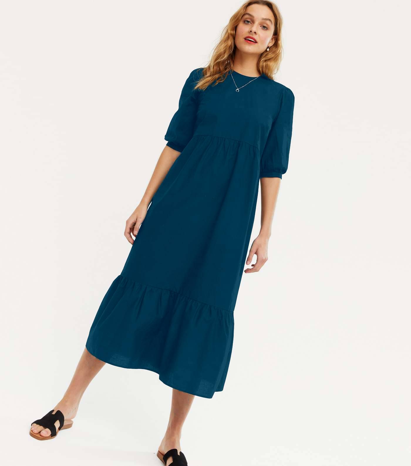 JASH CREATION Polyester Solid Ankle Length Women's Fit & Flare Dress - Blue ( Pack of 1 ) JASH CREATION Polyester Solid Ankle Length Women's Fit & Flare Dress - Blue ( Pack of 1 )