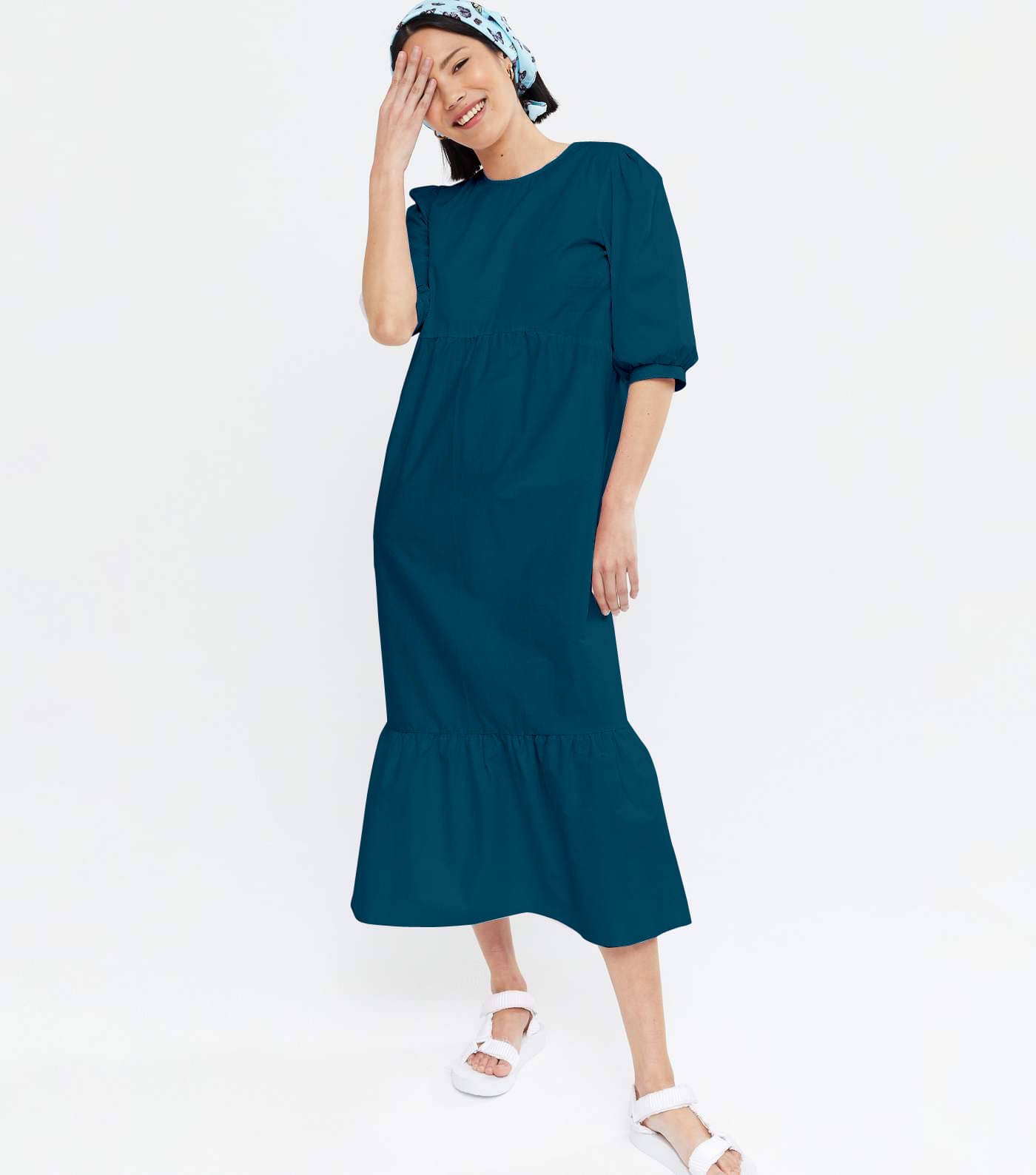     			JASH CREATION Women Polyester Solid Fit & Flare Dress ( Blue )