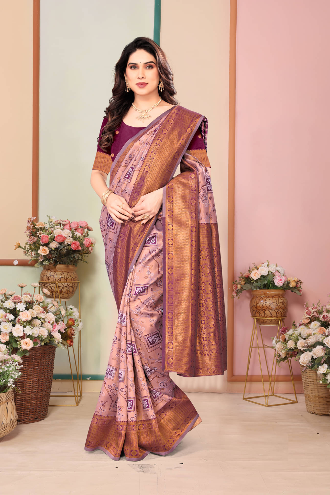 Om Shantam Sarees Banarasi Silk Woven Saree With Unstitched Blouse Piece ( Pink ) Om Shantam Sarees Banarasi Silk Woven Saree With Unstitched Blouse Piece ( Pink )