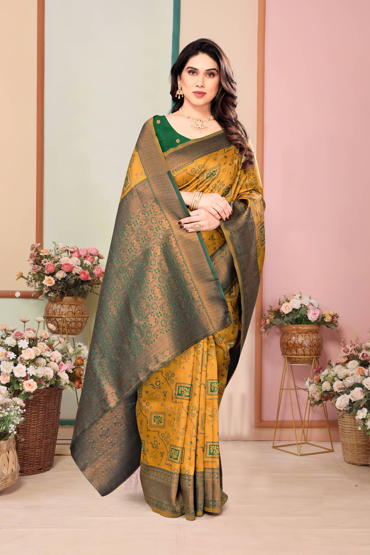 Om Shantam Sarees Banarasi Silk Woven Saree With Unstitched Blouse Piece ( Gold ) Om Shantam Sarees Banarasi Silk Woven Saree With Unstitched Blouse Piece ( Gold )
