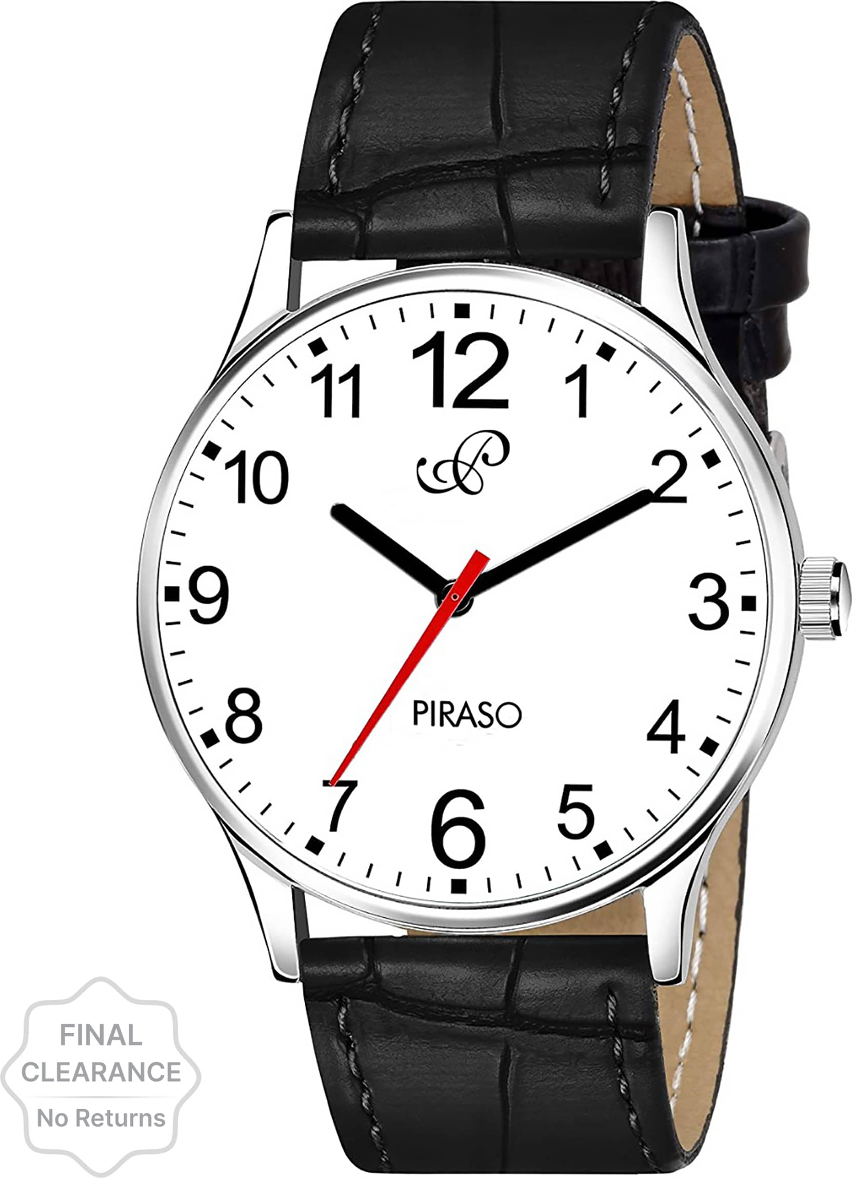 PIRASO Black Leather Analog Men's Watch