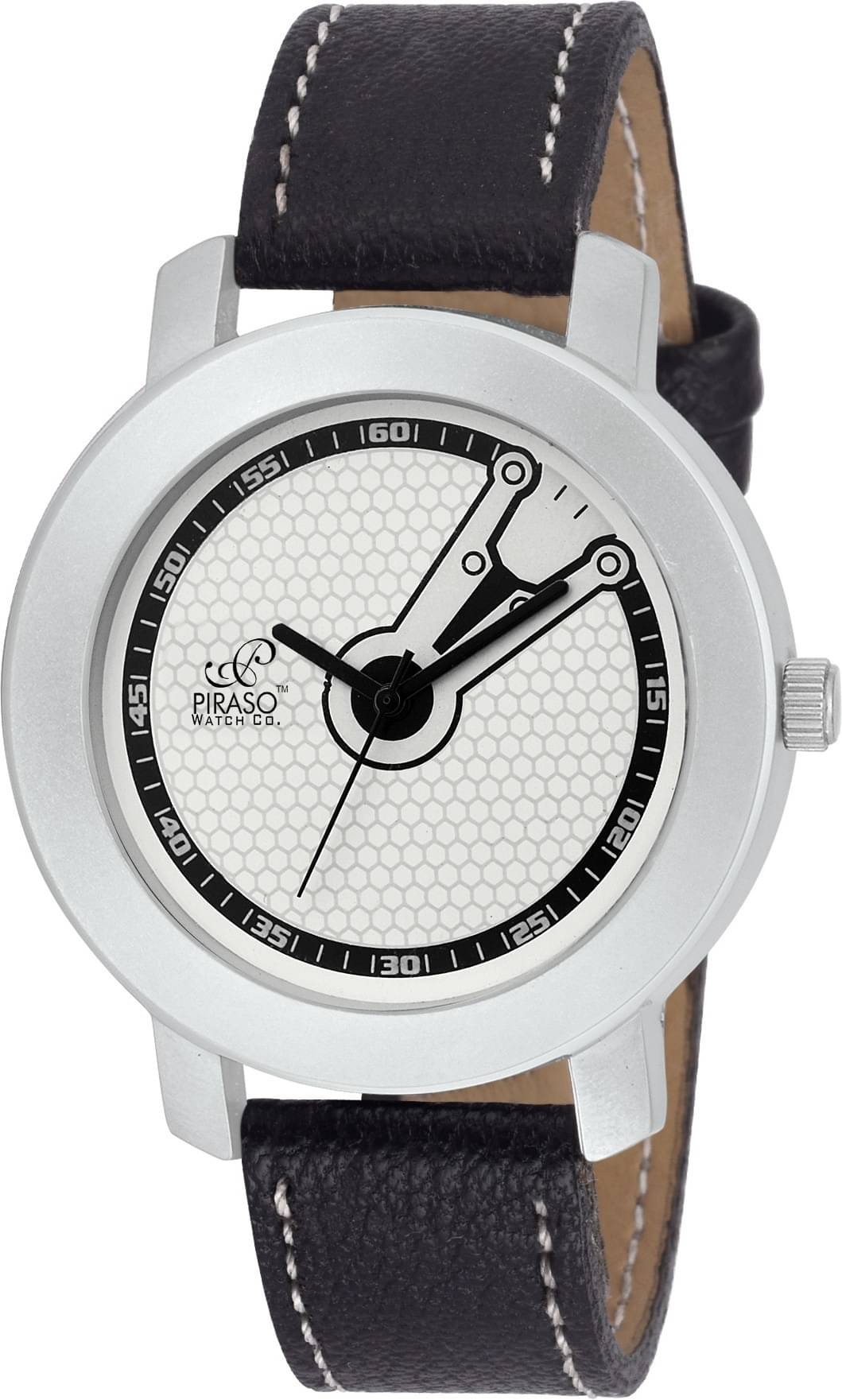     			PIRASO Black PU Analog Men's Watch