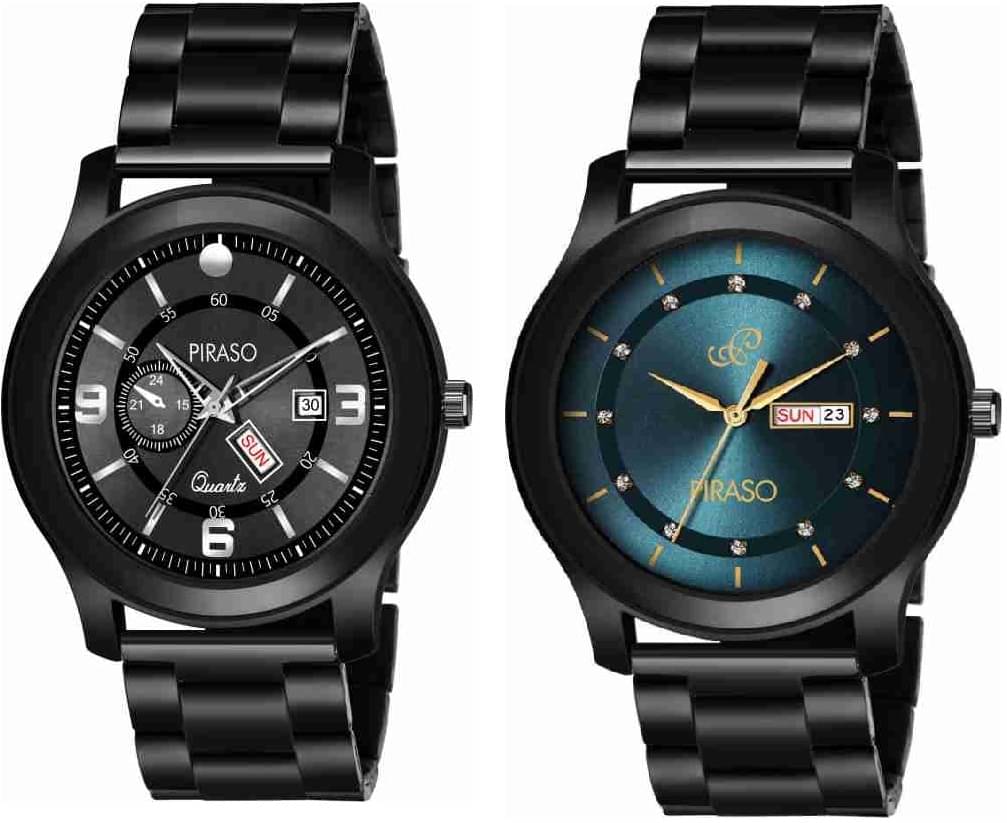    			PIRASO Black Stainless Steel Analog Men's Watch