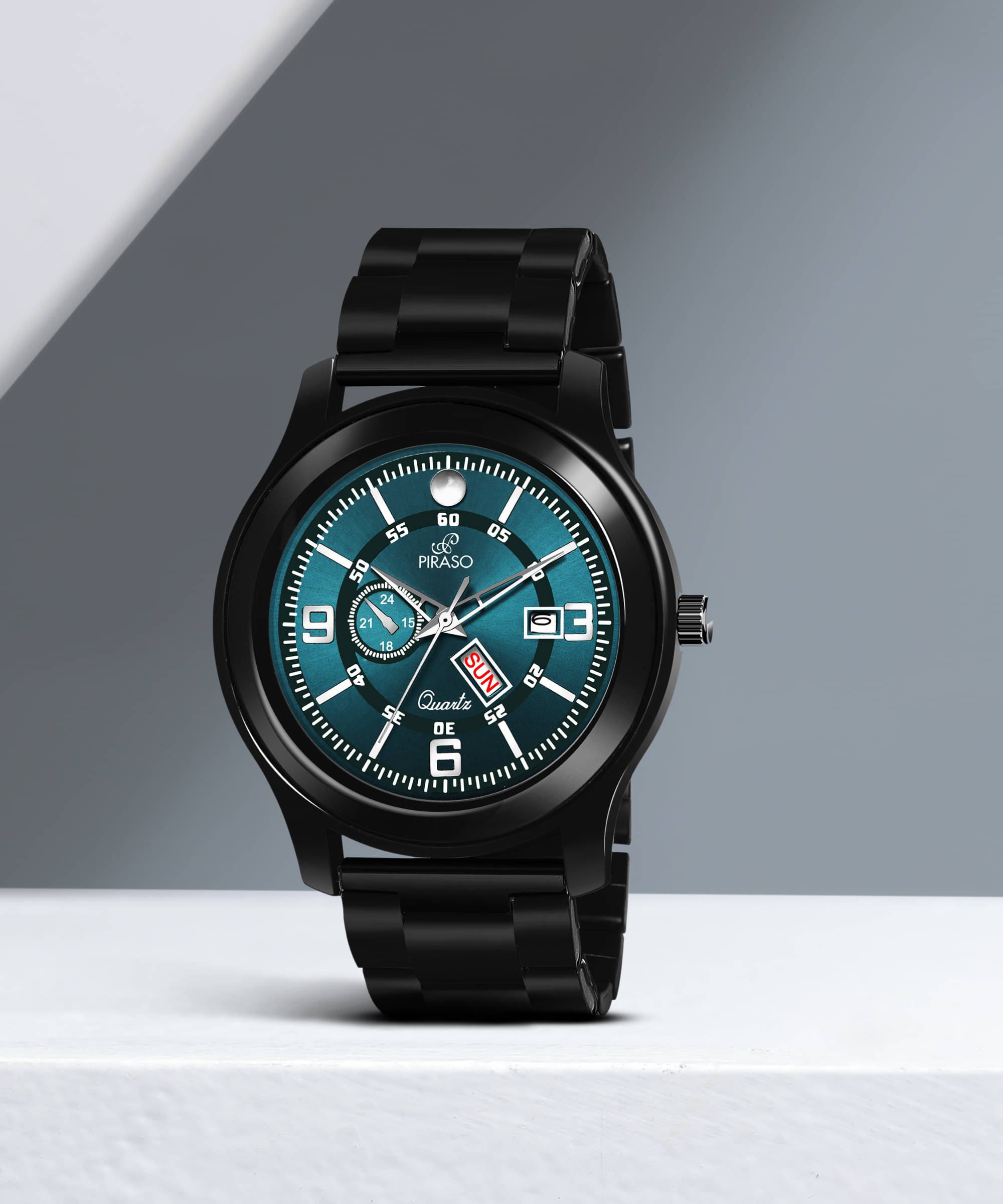     			PIRASO Black Stainless Steel Analog Men's Watch