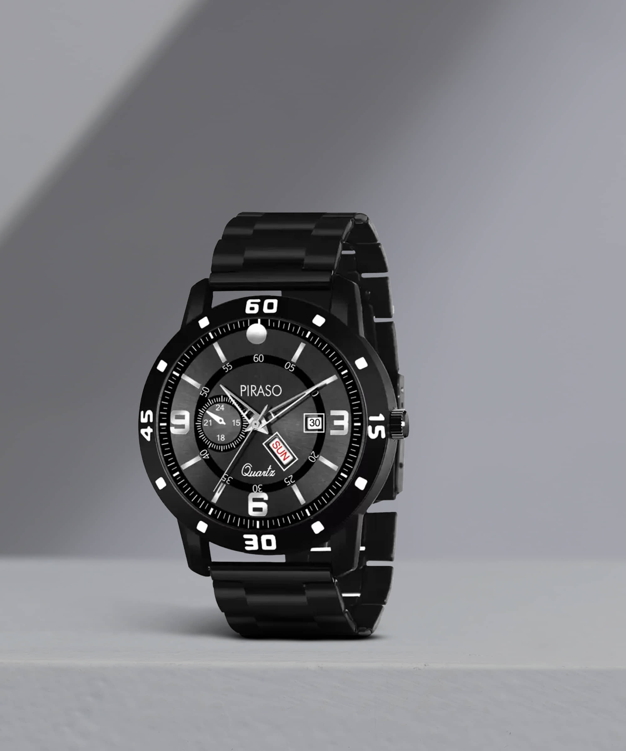 PIRASO Black Stainless Steel Analog Men's Watch