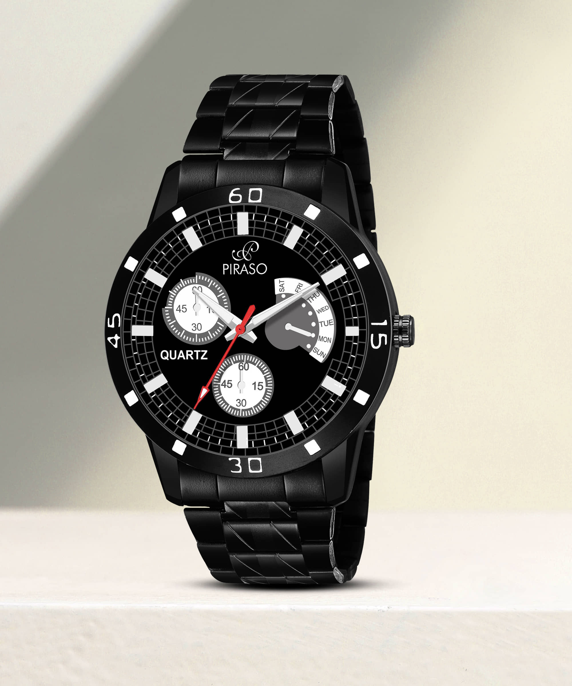 PIRASO Black Stainless Steel Analog Men's Watch