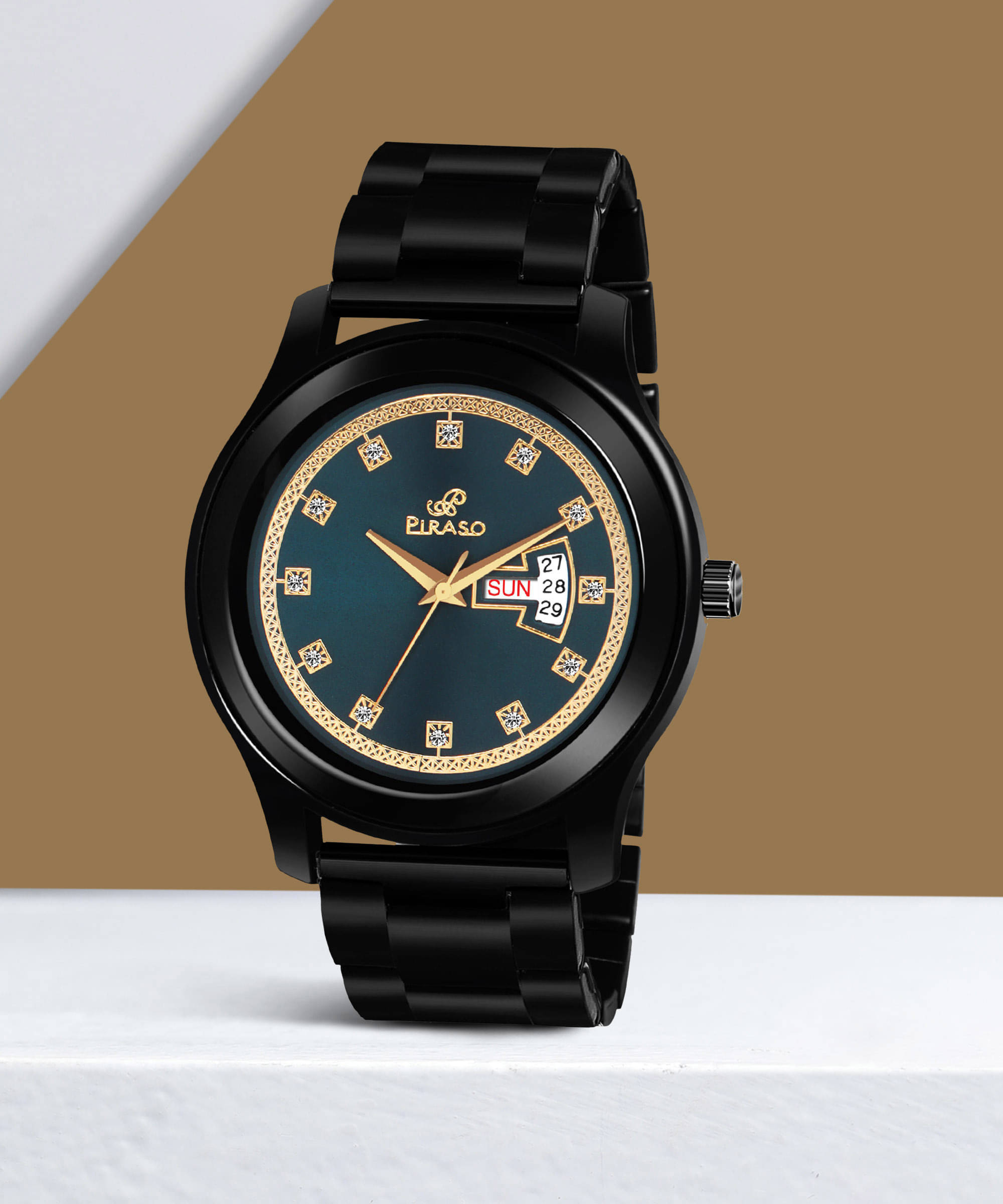     			PIRASO Black Stainless Steel Analog Men's Watch