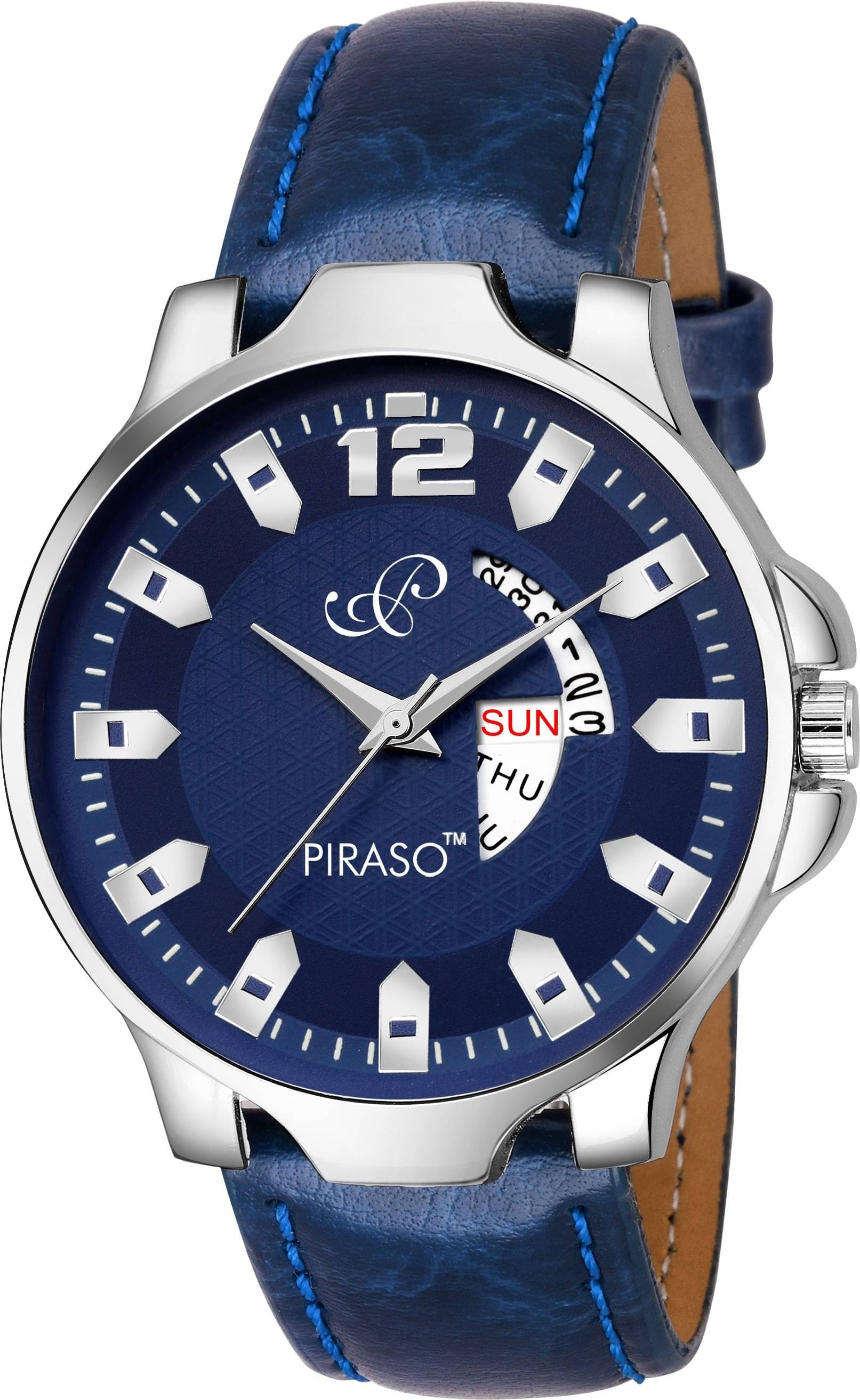     			PIRASO Blue PU Analog Men's Watch