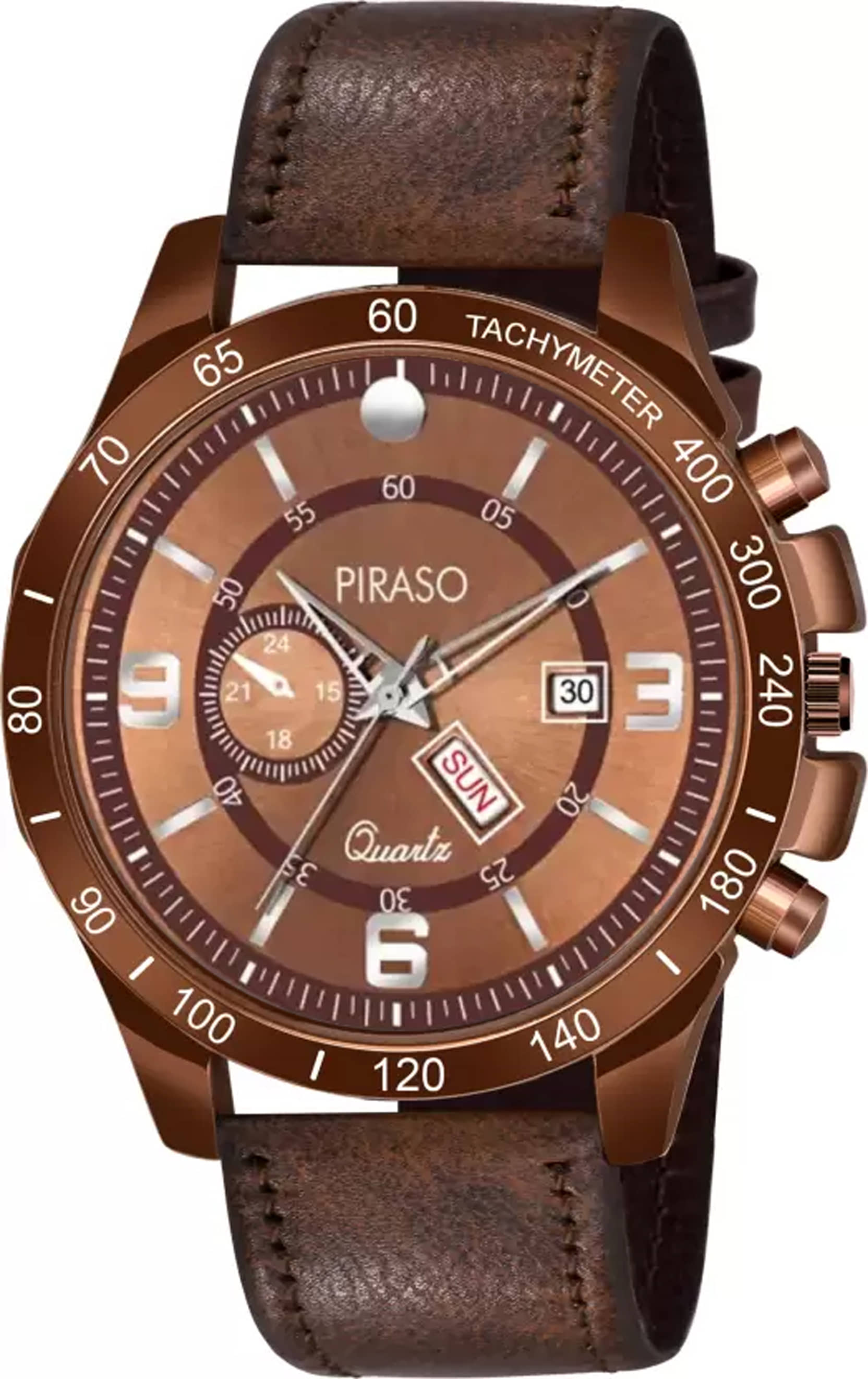 PIRASO Brown Leather Analog Men's Watch