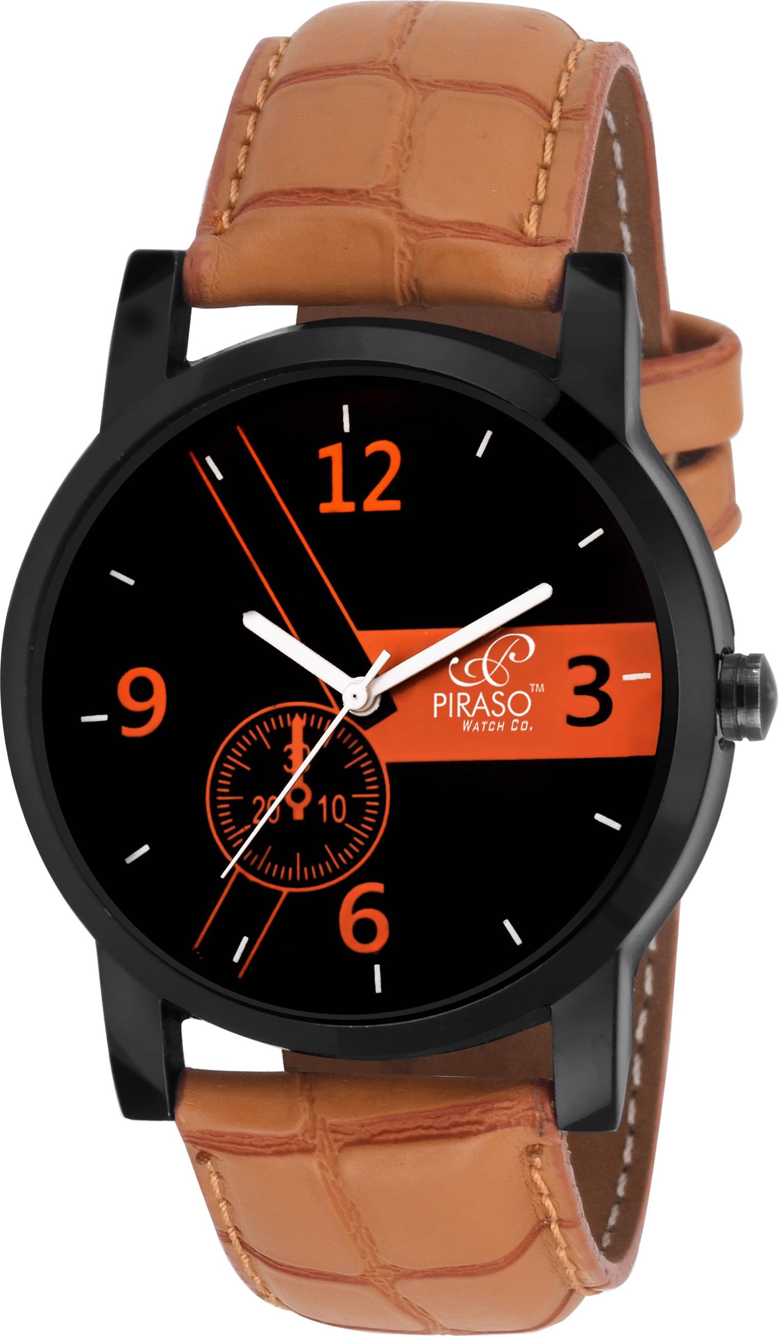     			PIRASO Brown PU Analog Men's Watch