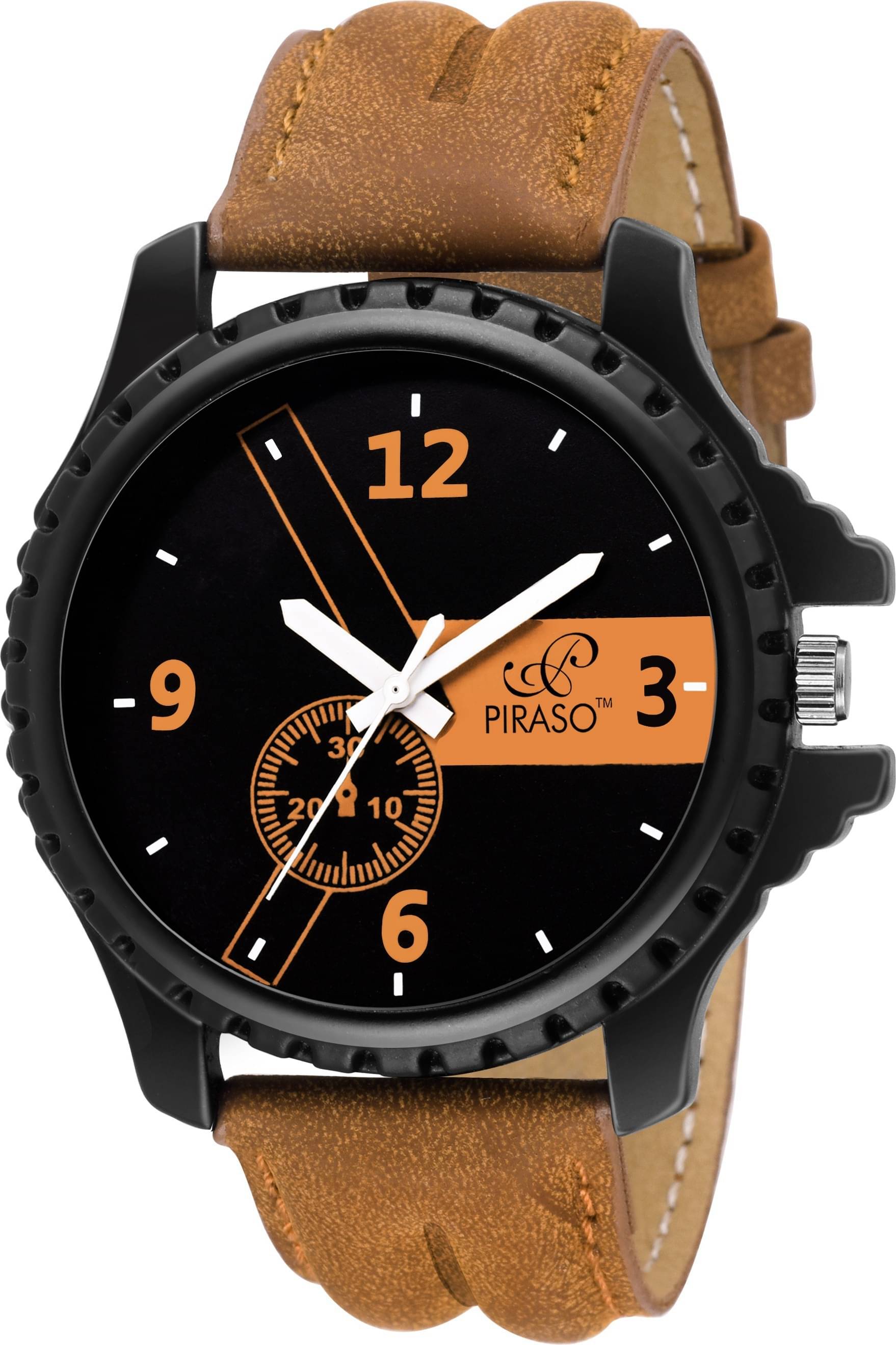    			PIRASO Brown PU Analog Men's Watch