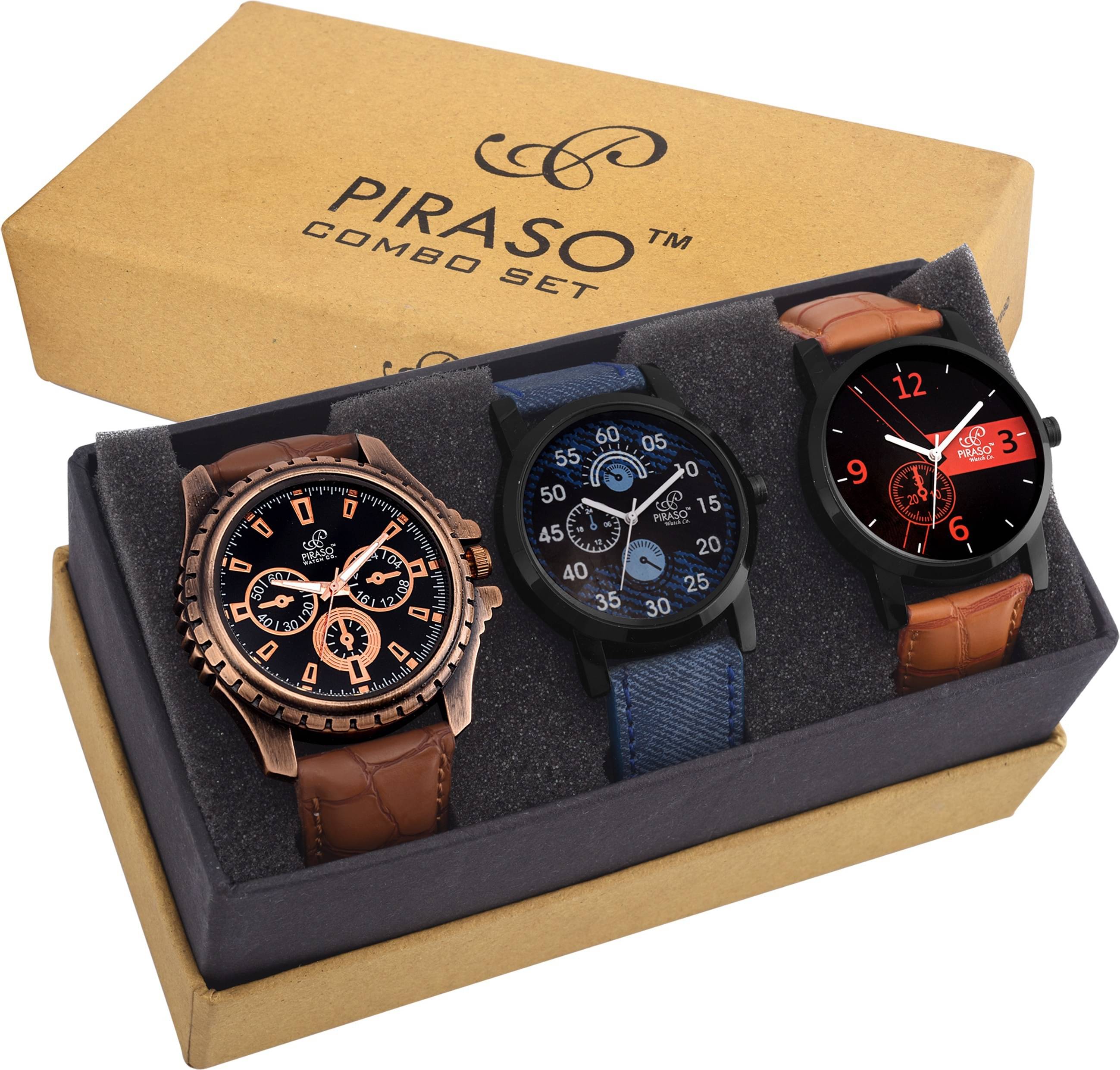     			PIRASO Brown PU Analog Men's Watch