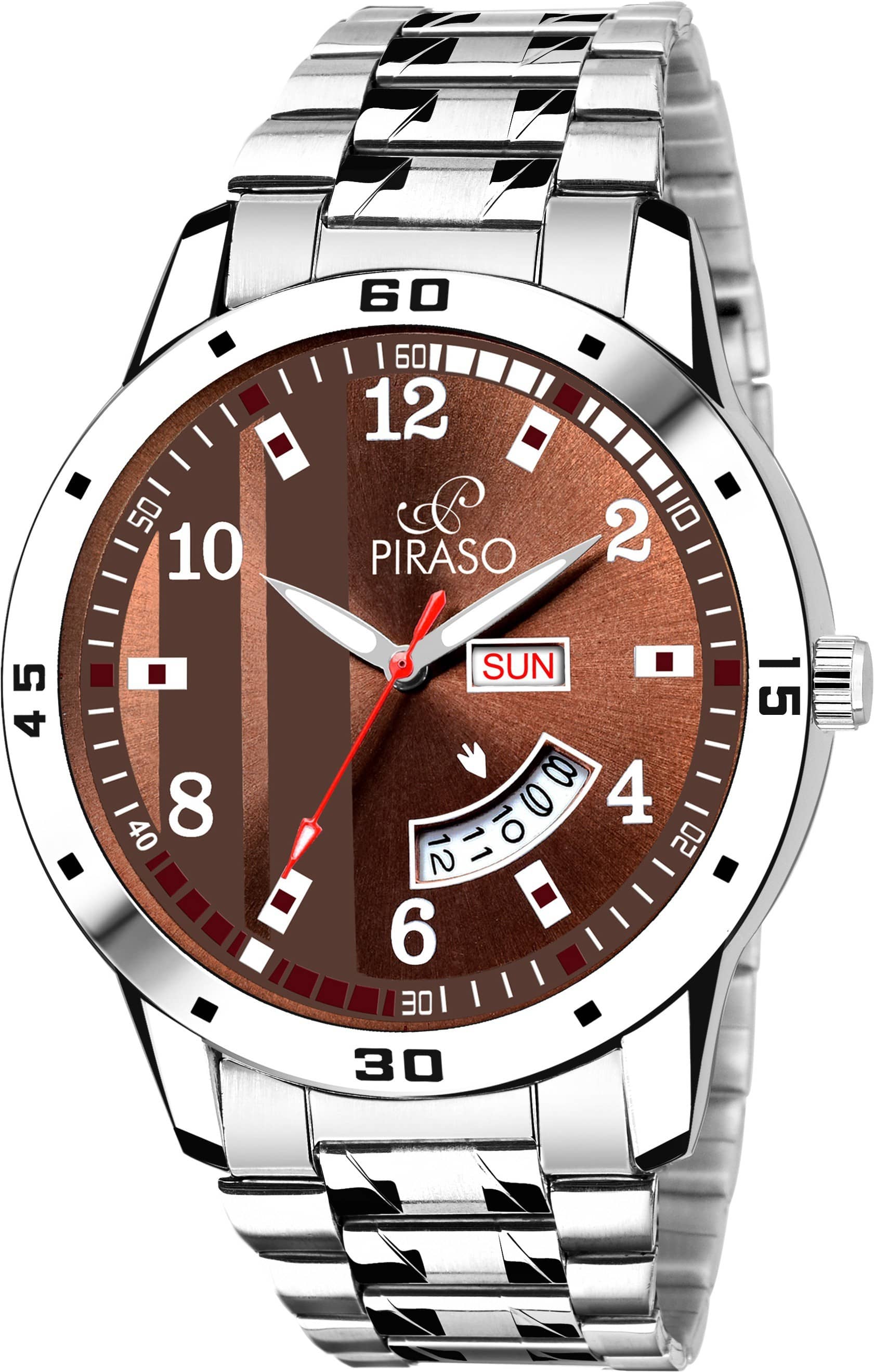 PIRASO Silver Leather Analog Men's Watch