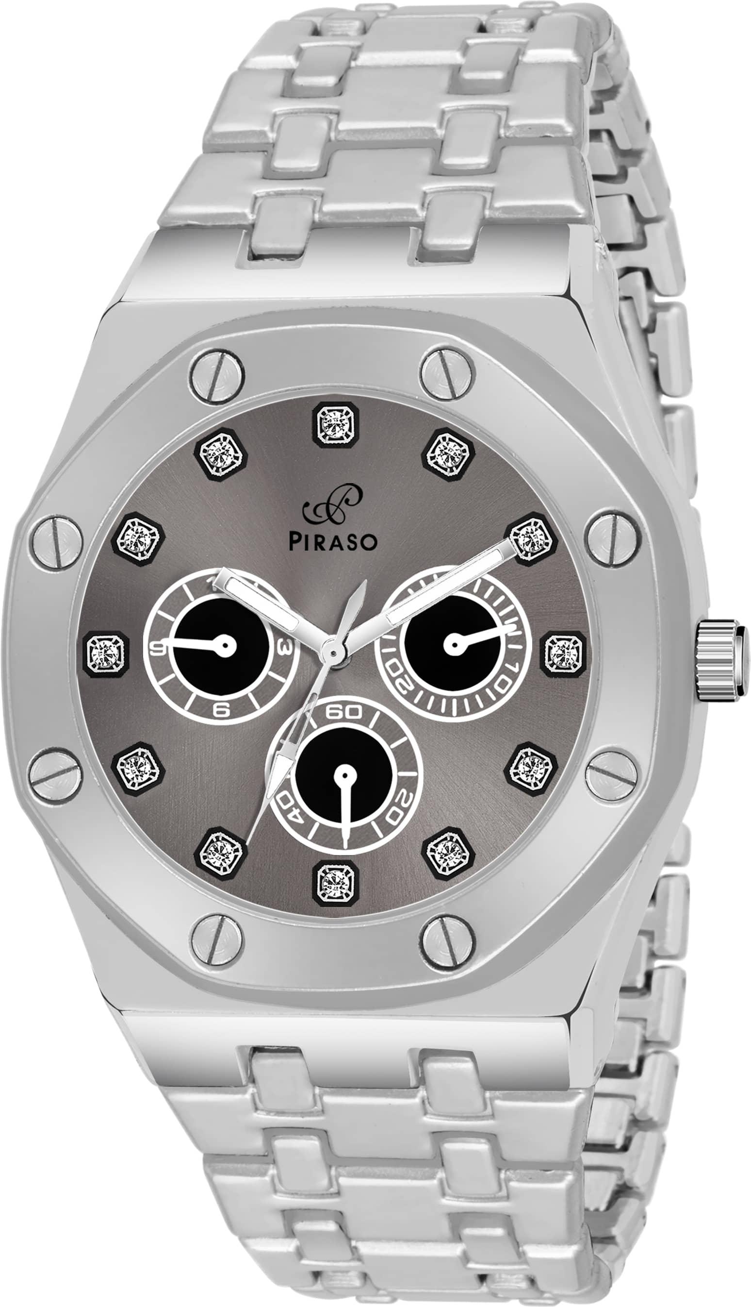 PIRASO Silver Stainless Steel Analog Men's Watch