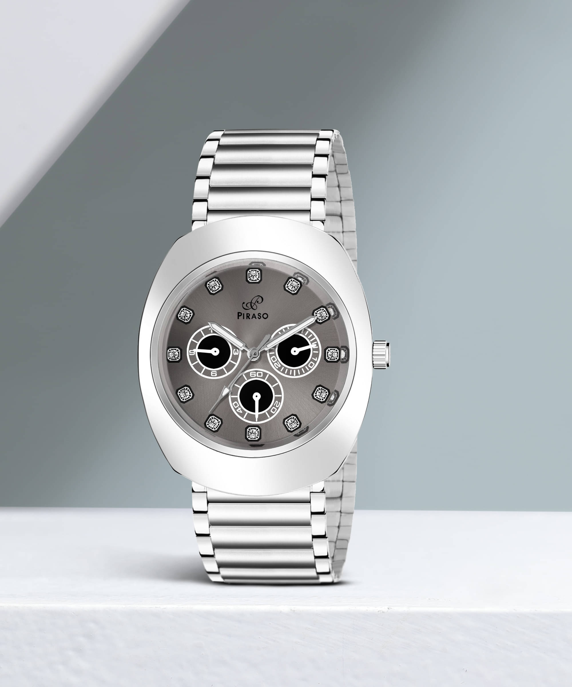     			PIRASO Silver Stainless Steel Analog Men's Watch