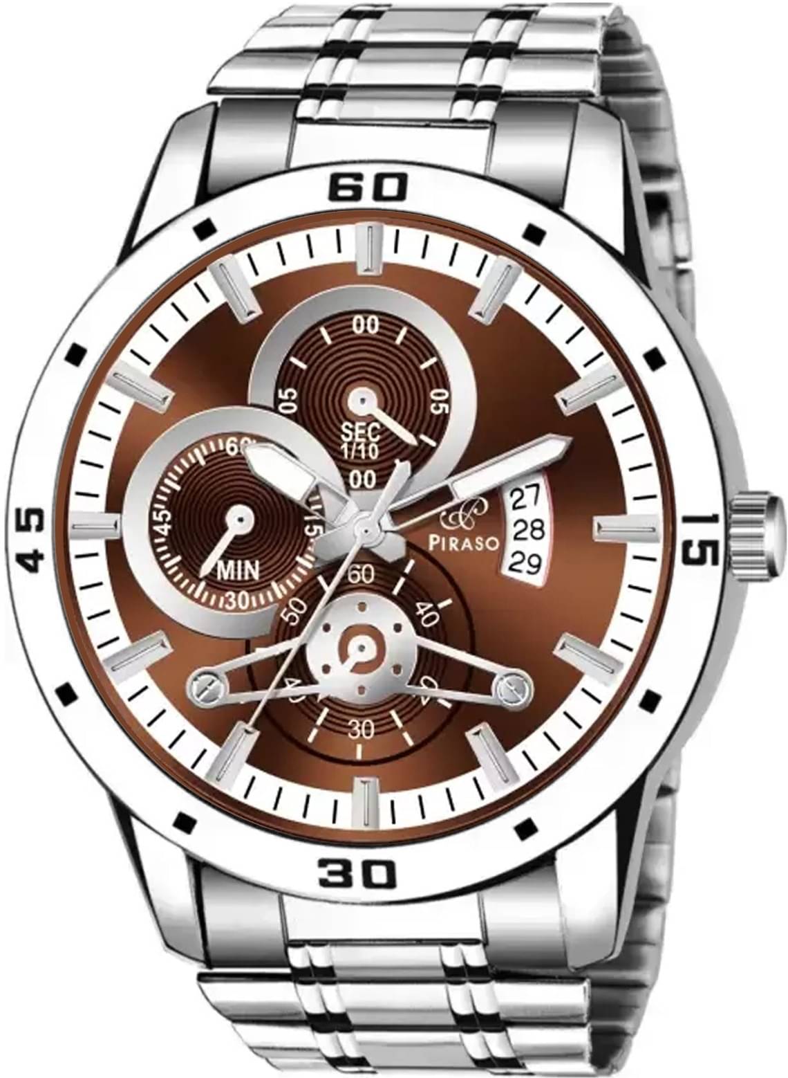     			PIRASO Silver Stainless Steel Analog Men's Watch