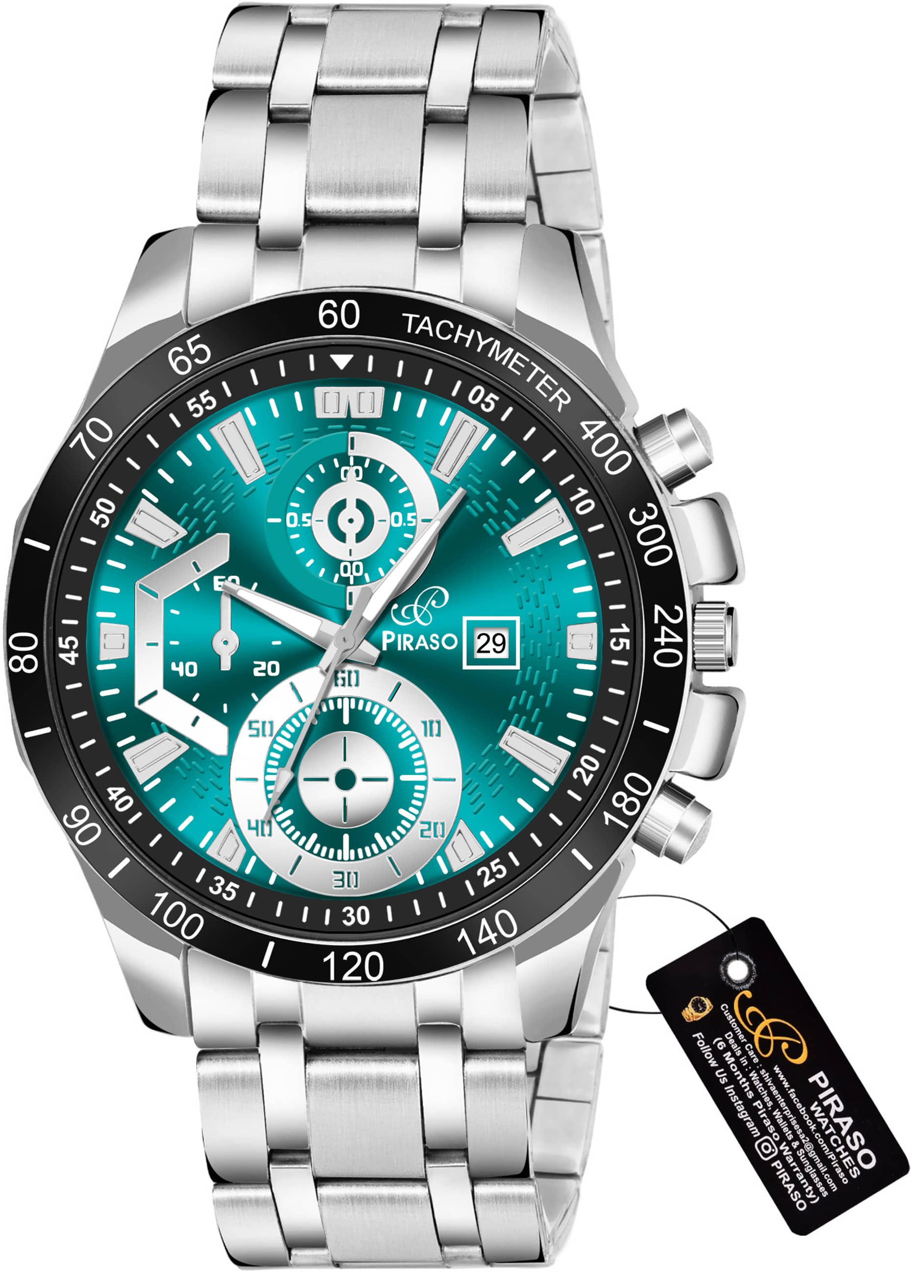 PIRASO Silver Stainless Steel Analog Men's Watch