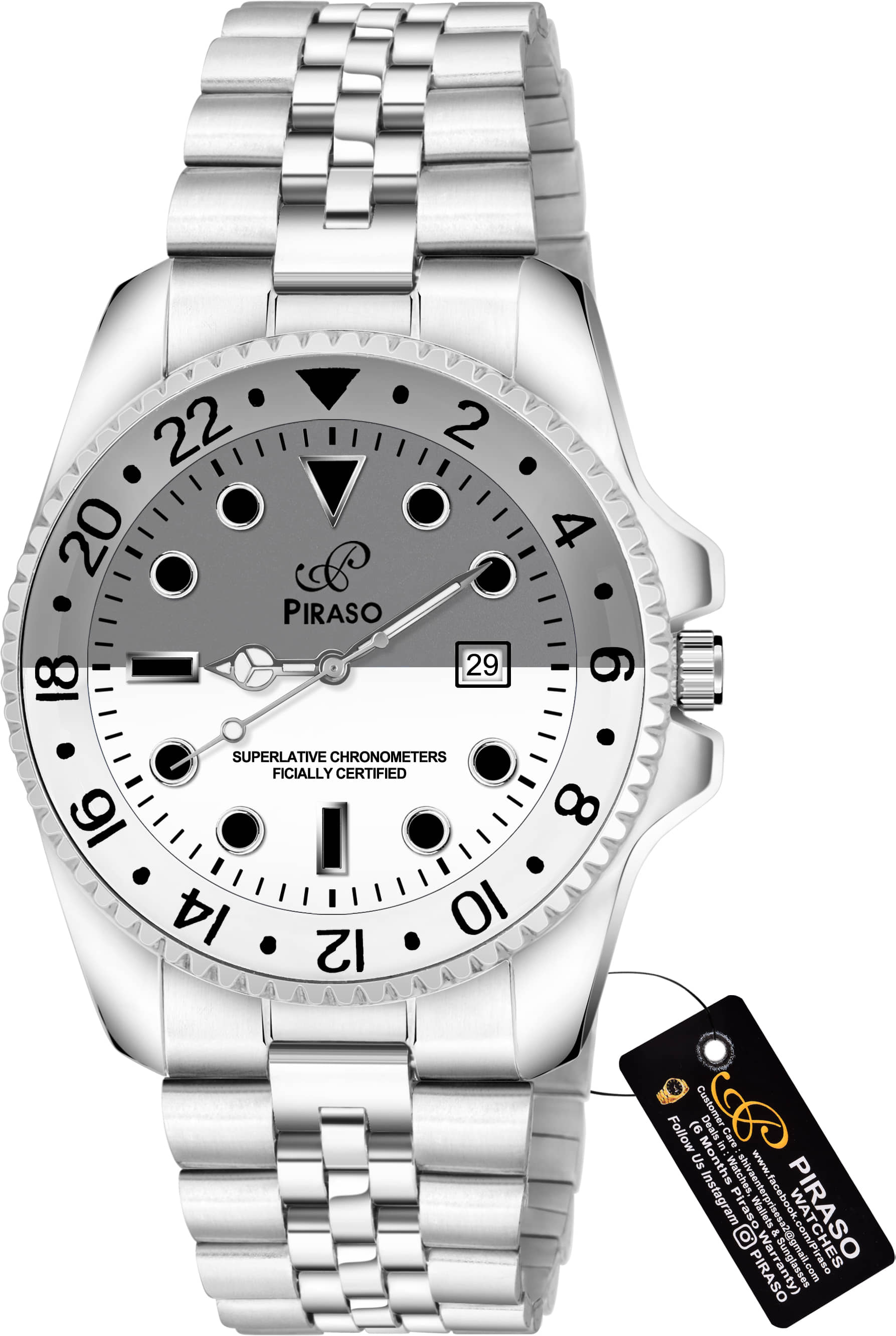 PIRASO Silver Stainless Steel Analog Men's Watch