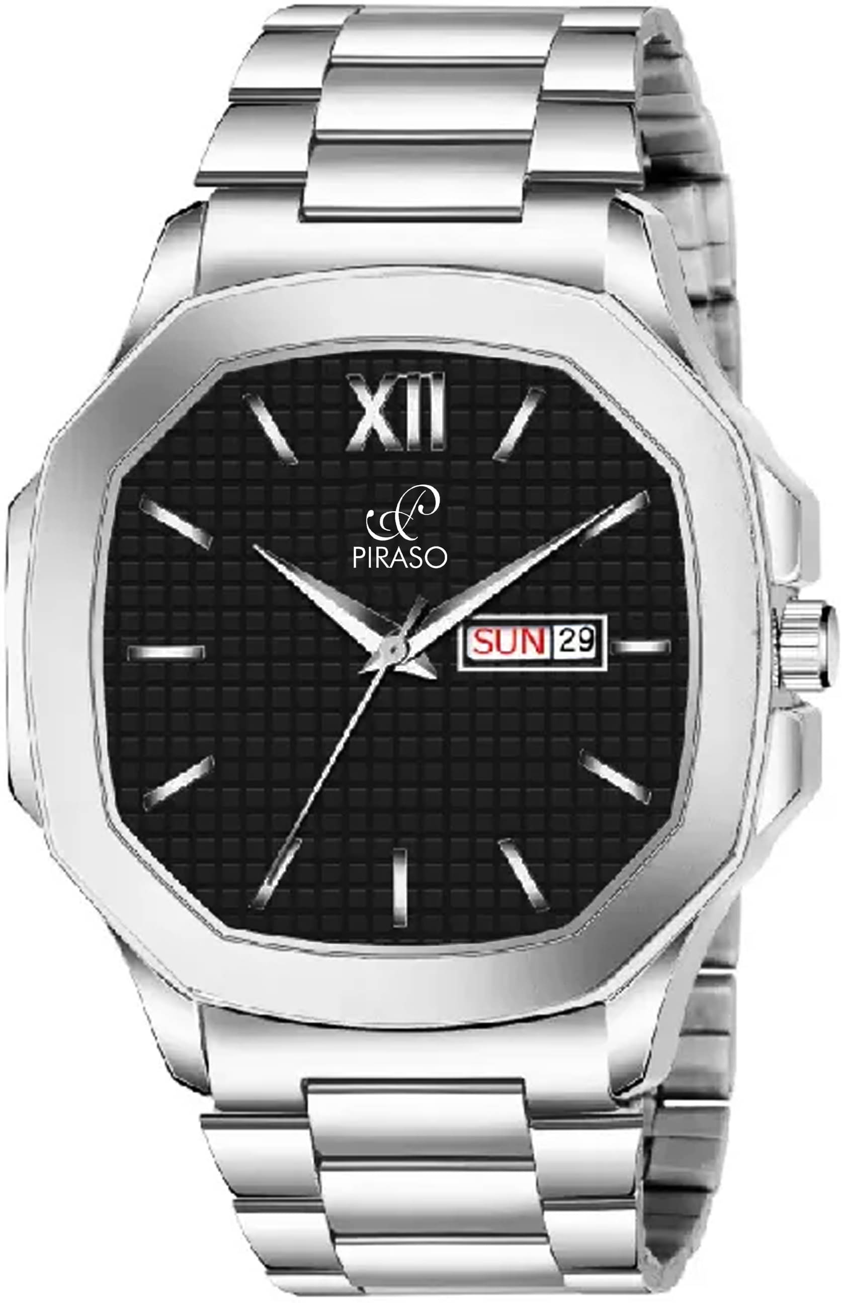PIRASO Silver Stainless Steel Analog Men's Watch PIRASO Silver Stainless Steel Analog Men's Watch