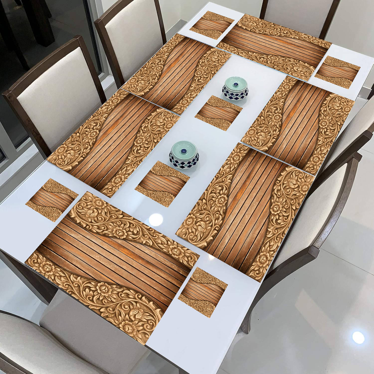 Revexo PVC Solid Rectangle Table Mats & Coasters ( 40 cm x 30 cm ) Pack of 1 - Multi Revexo PVC Solid Rectangle Table Mats & Coasters ( 40 cm x 30 cm ) Pack of 1 - Multi