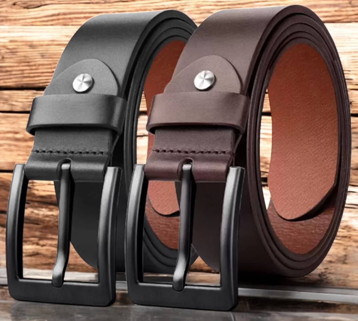     			SUNSHOPPING - Multicolor 100% Leather Men's Formal Belt ( Pack of 2 )
