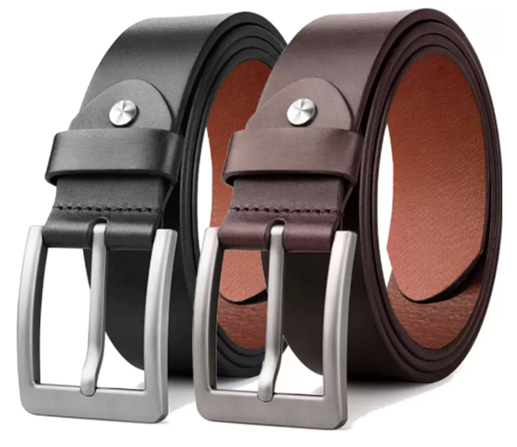 SUNSHOPPING - Multicolor 100% Leather Men's Formal Belt ( Pack of 2 )