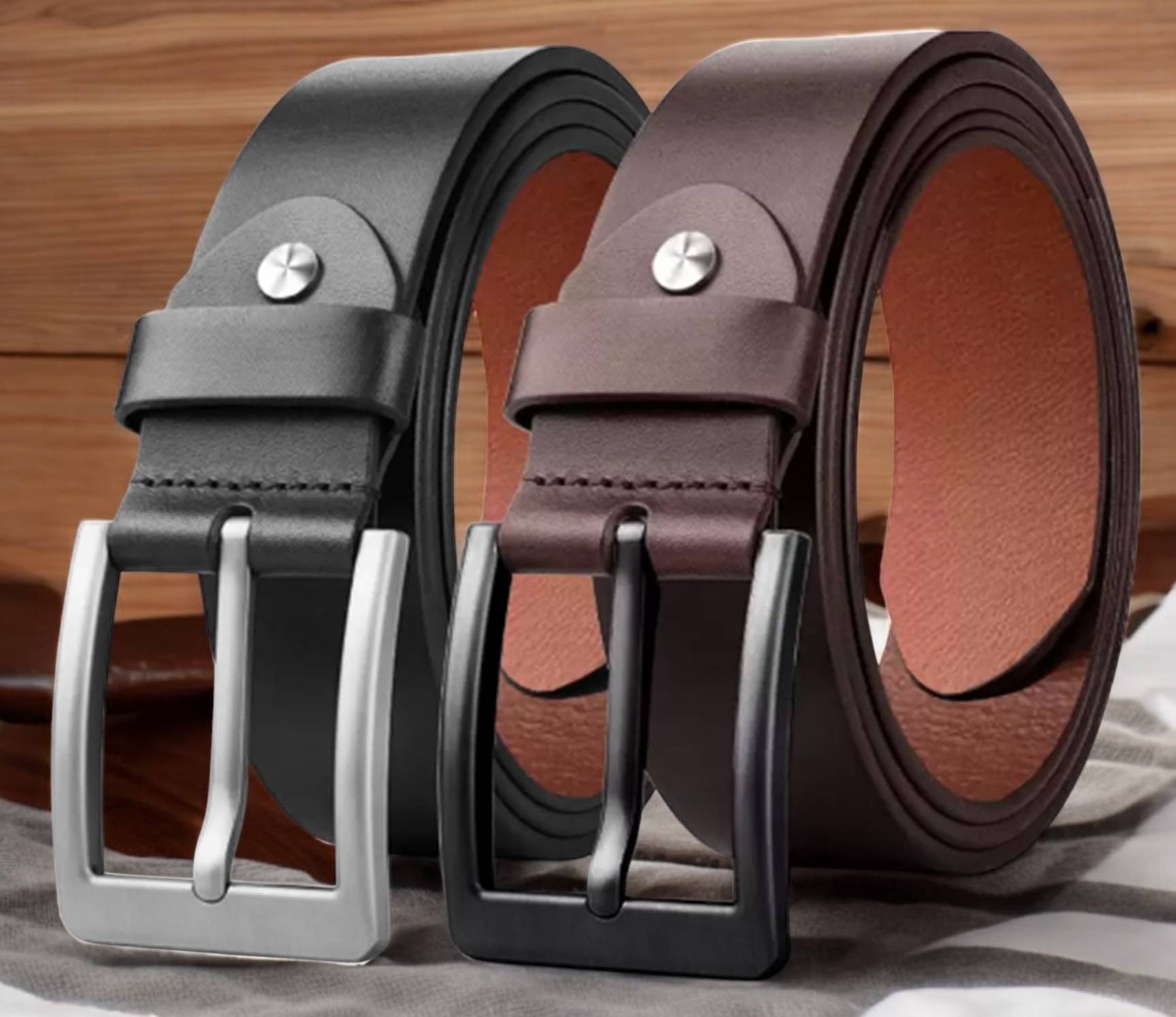     			SUNSHOPPING - Multicolor 100% Leather Men's Formal Belt ( Pack of 2 )
