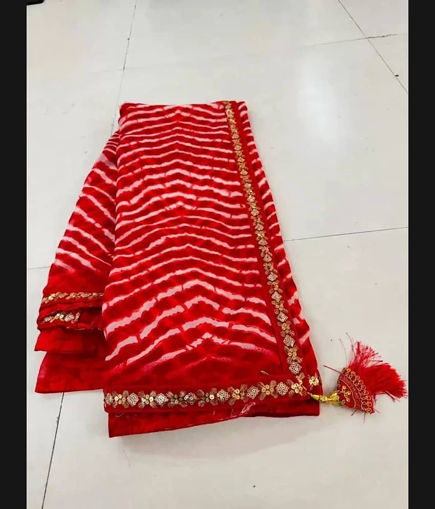 Samai Georgette Printed Saree With Unstitched Blouse Piece ( Red ) - Sarees | Buy online on ZillyBuy