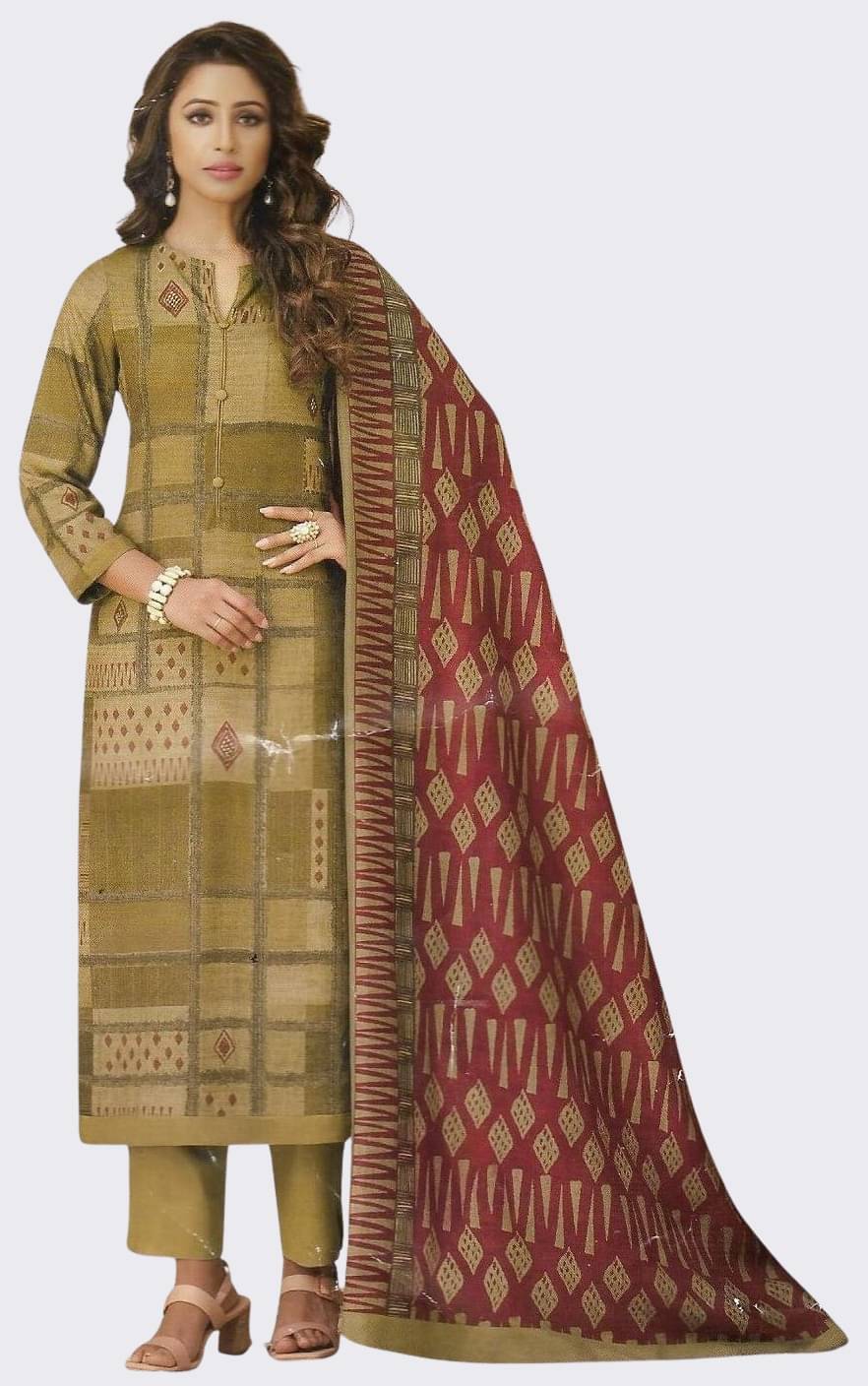     			Soul Essence Unstitched Woollen Printed Dress Material - Green ( Pack of 1 )