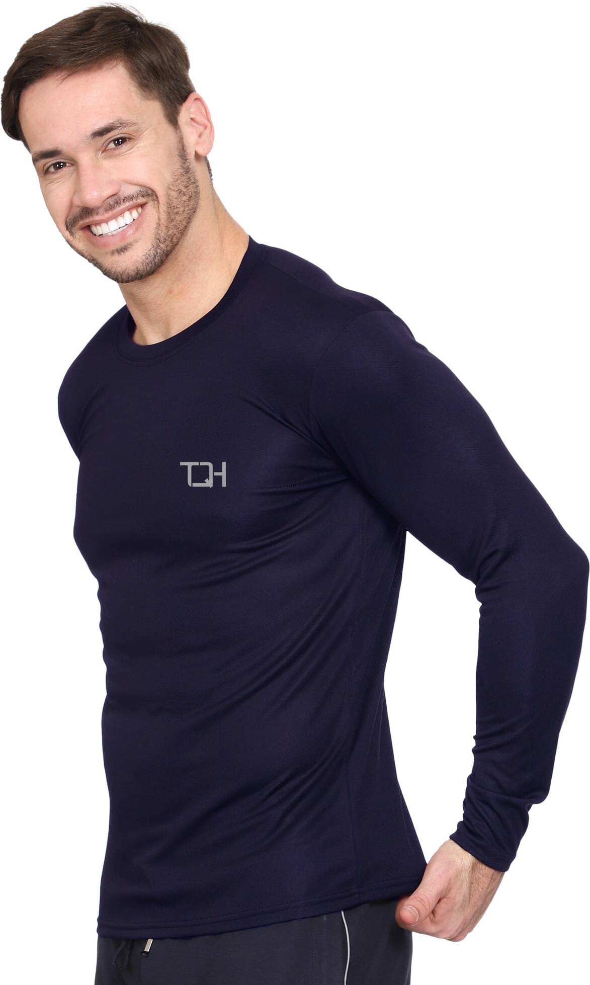 TQH Polyester Regular Fit Solid Full Sleeves Men's Round T-Shirt - Navy ( Pack of 1 ) TQH Polyester Regular Fit Solid Full Sleeves Men's Round T-Shirt - Navy ( Pack of 1 )