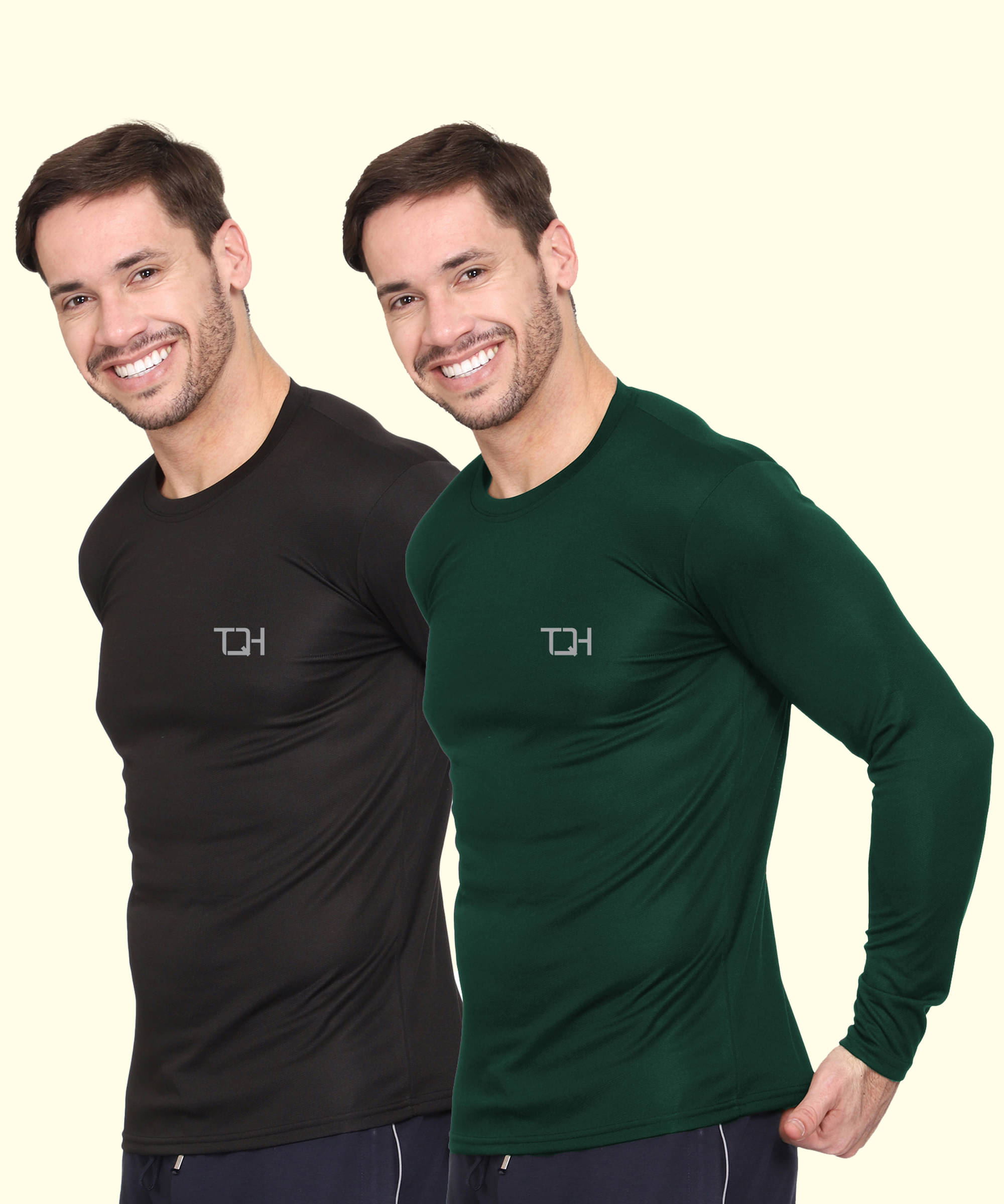     			TQH Polyester Regular Fit Solid Full Sleeves Men's Round T-Shirt - Multicolor11 ( Pack of 2 )