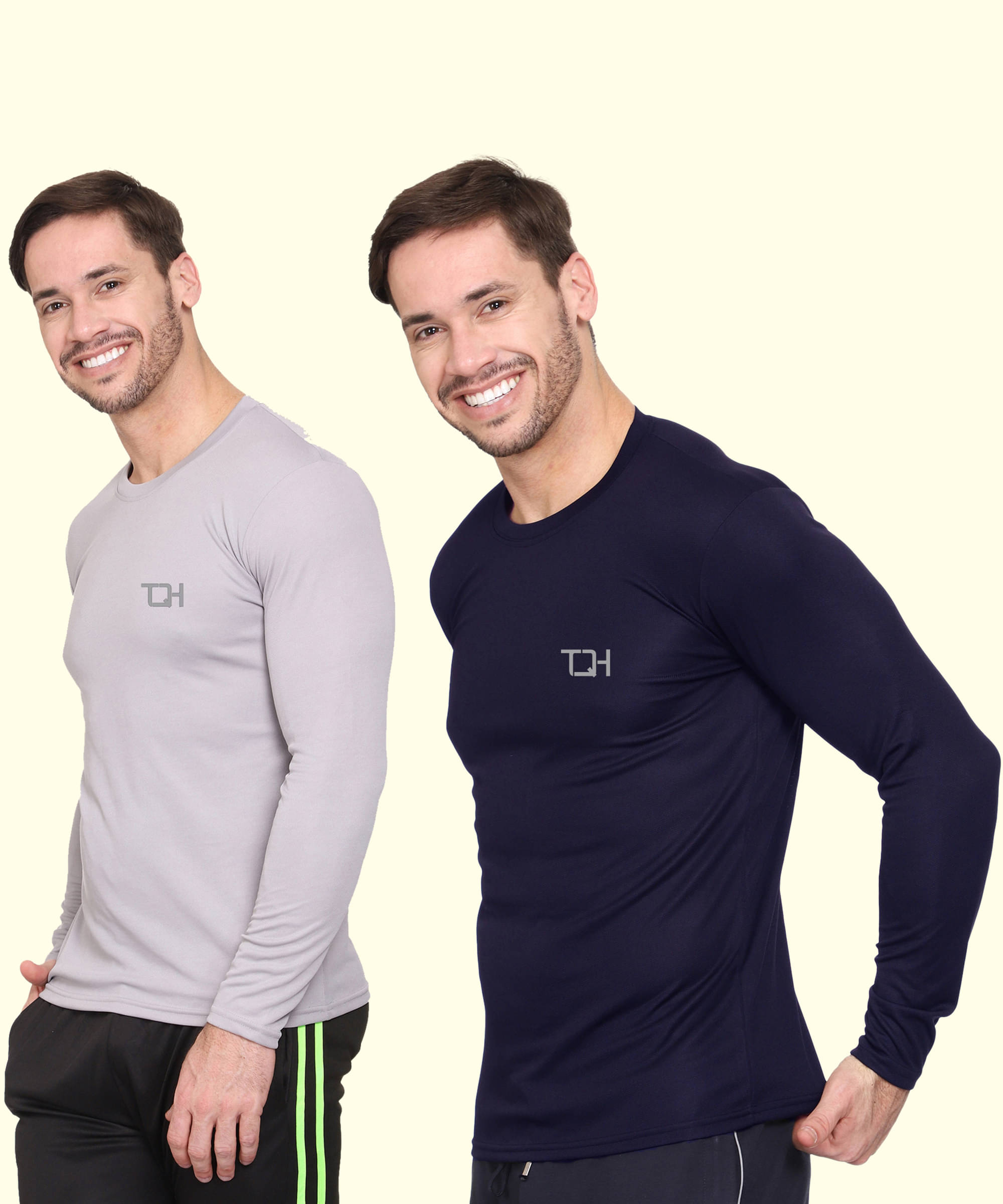     			TQH Polyester Regular Fit Solid Full Sleeves Men's Round T-Shirt - Multicolor12 ( Pack of 2 )