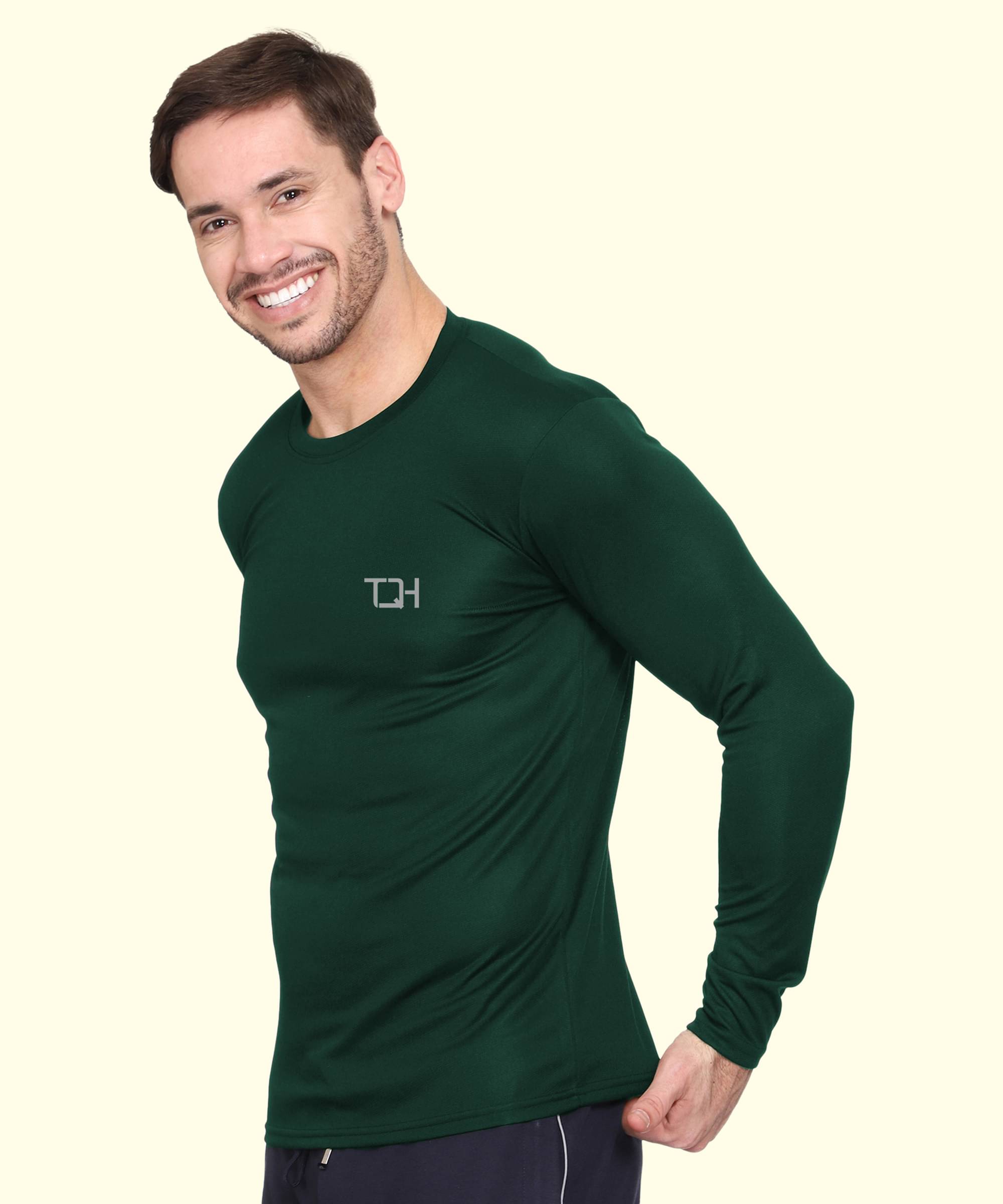 TQH Polyester Regular Fit Solid Full Sleeves Men's Round T-Shirt - Dark Green ( Pack of 1 ) TQH Polyester Regular Fit Solid Full Sleeves Men's Round T-Shirt - Dark Green ( Pack of 1 )