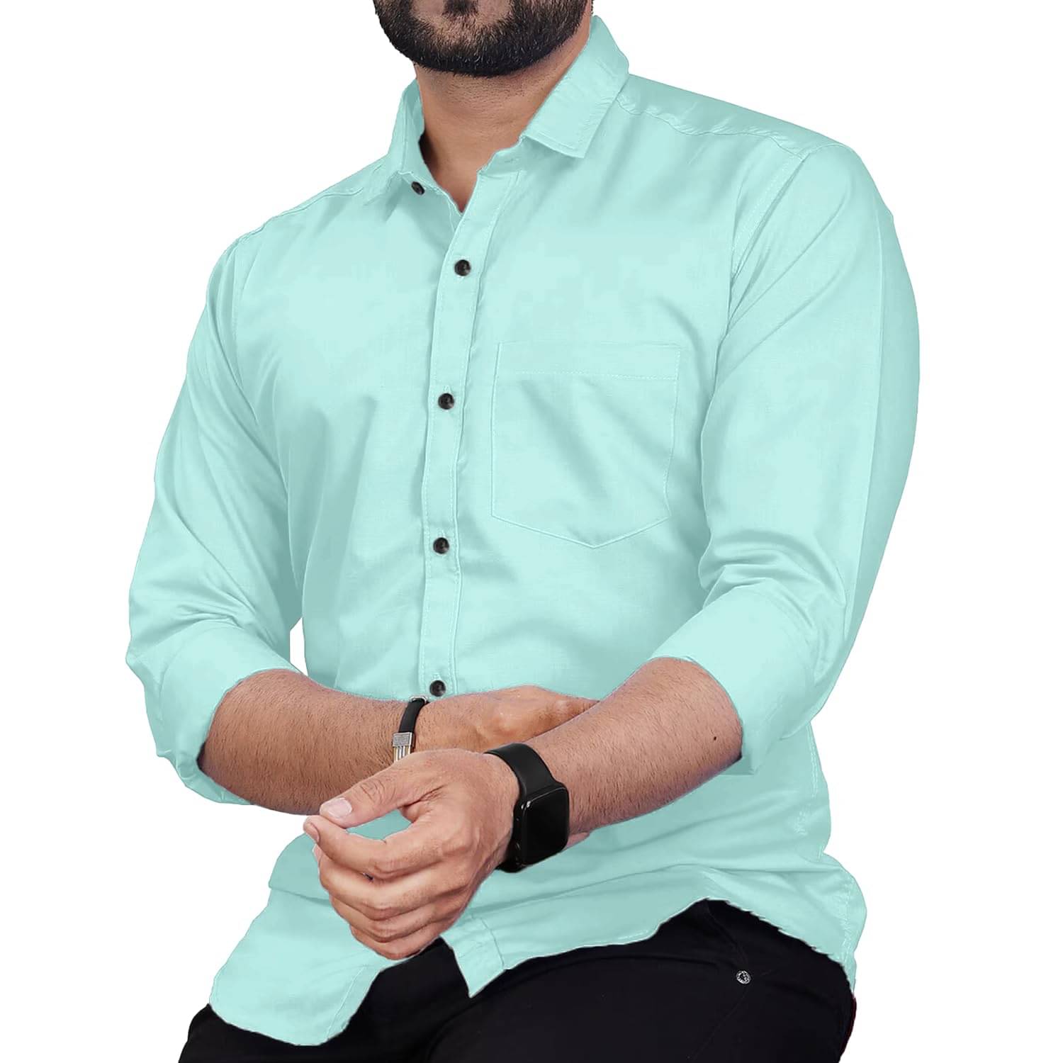 TrendiVastra Cotton Blend Slim Fit Solids Full Sleeves Men's Casual Shirt - light Blue ( Pack of 1 ) TrendiVastra Cotton Blend Slim Fit Solids Full Sleeves Men's Casual Shirt - light Blue ( Pack of 1 )