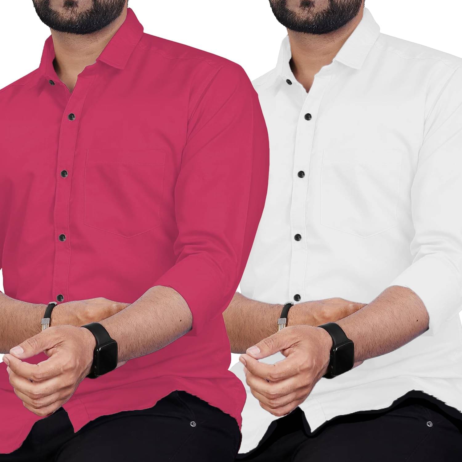     			TrendiVastra Cotton Blend Slim Fit Solids Full Sleeves Men's Casual Shirt - Pink ( Pack of 2 )