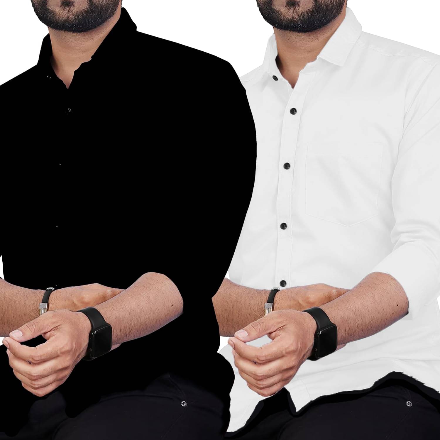 TrendiVastra Cotton Blend Slim Fit Solids Full Sleeves Men's Casual Shirt - Black ( Pack of 2 )     			TrendiVastra Cotton Blend Slim Fit Solids Full Sleeves Men's Casual Shirt - Black ( Pack of 2 )