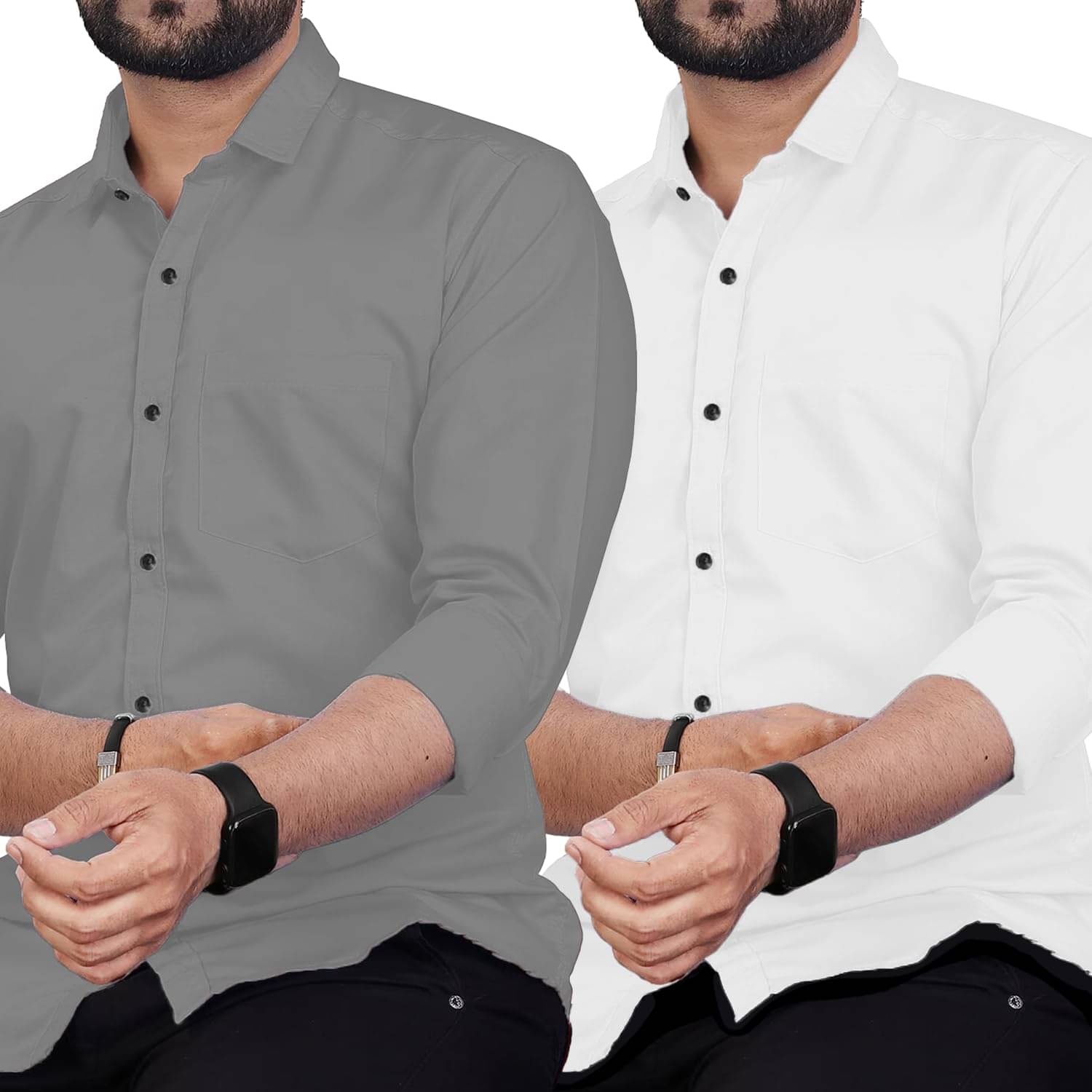 TrendiVastra Cotton Blend Slim Fit Solids Full Sleeves Men's Casual Shirt - Grey ( Pack of 2 ) TrendiVastra Cotton Blend Slim Fit Solids Full Sleeves Men's Casual Shirt - Grey ( Pack of 2 )