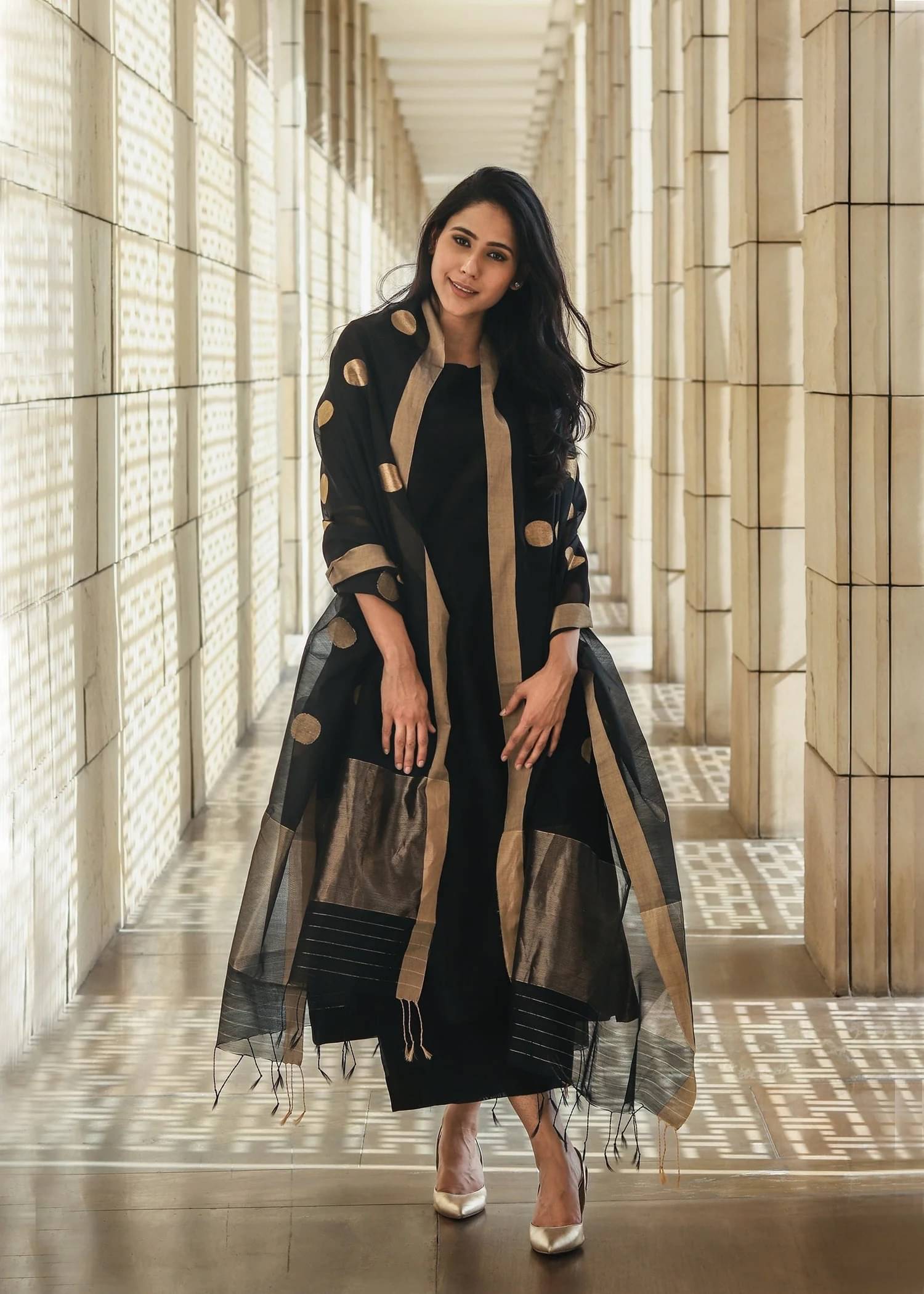 Trijal Fab Cotton Silk Self Design Kurti With Palazzo Women's Stitched Salwar Suit - Black ( Pack of 1 ) Trijal Fab Cotton Silk Self Design Kurti With Palazzo Women's Stitched Salwar Suit - Black ( Pack of 1 )